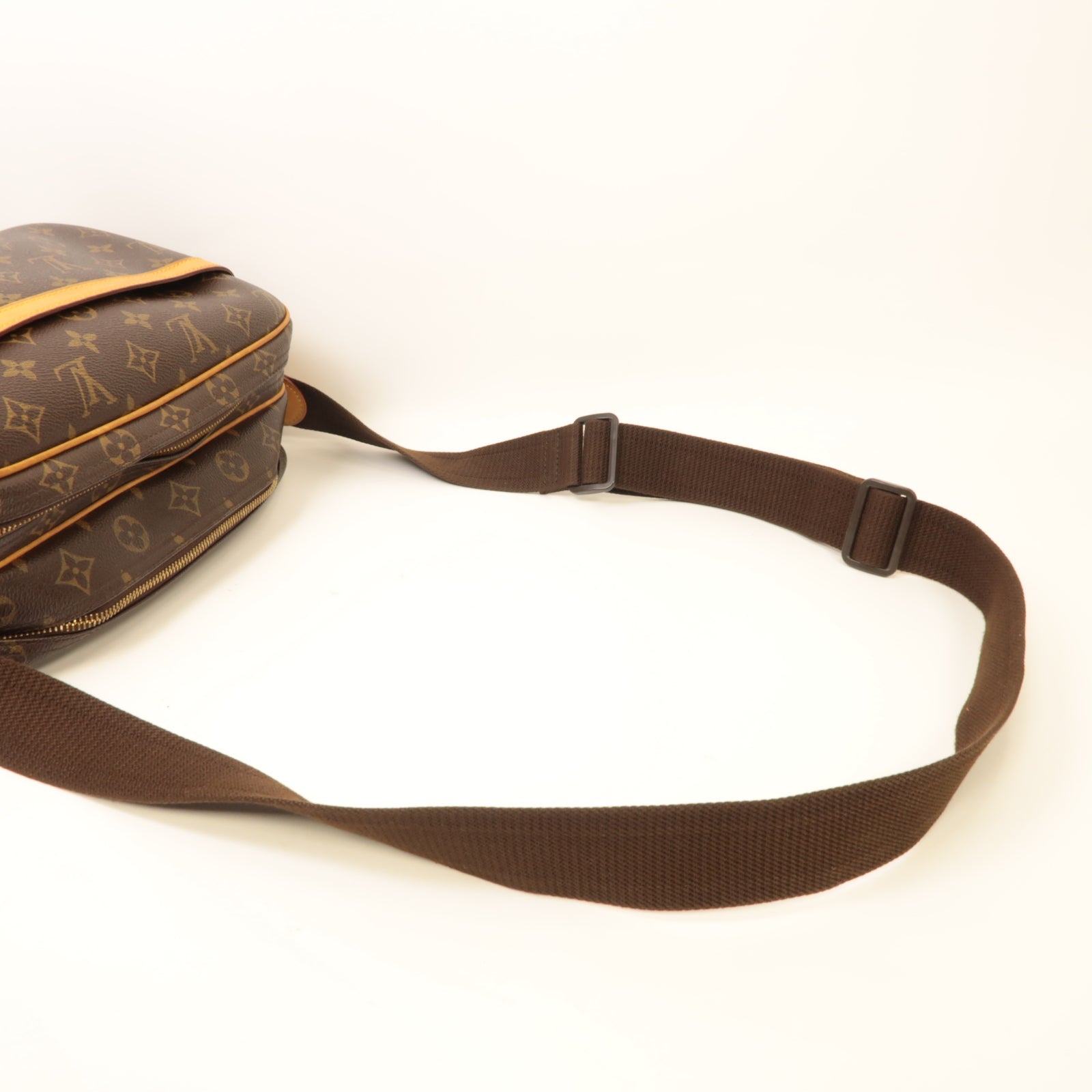 LOUIS VUITTON Monogram Reporter PM金扣肩背袋啡色