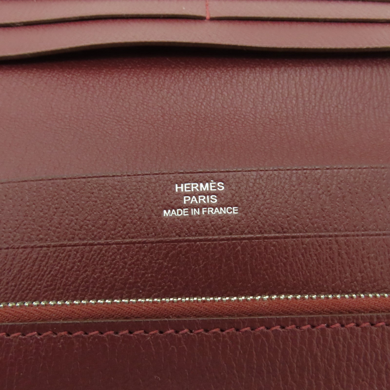 HERMES 皮革Azap Integral銀扣長錢包紅色
