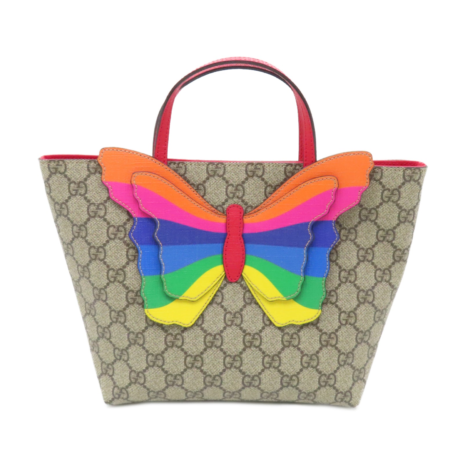 GUCCI 塗層帆布Handbag銀扣手挽袋棕色