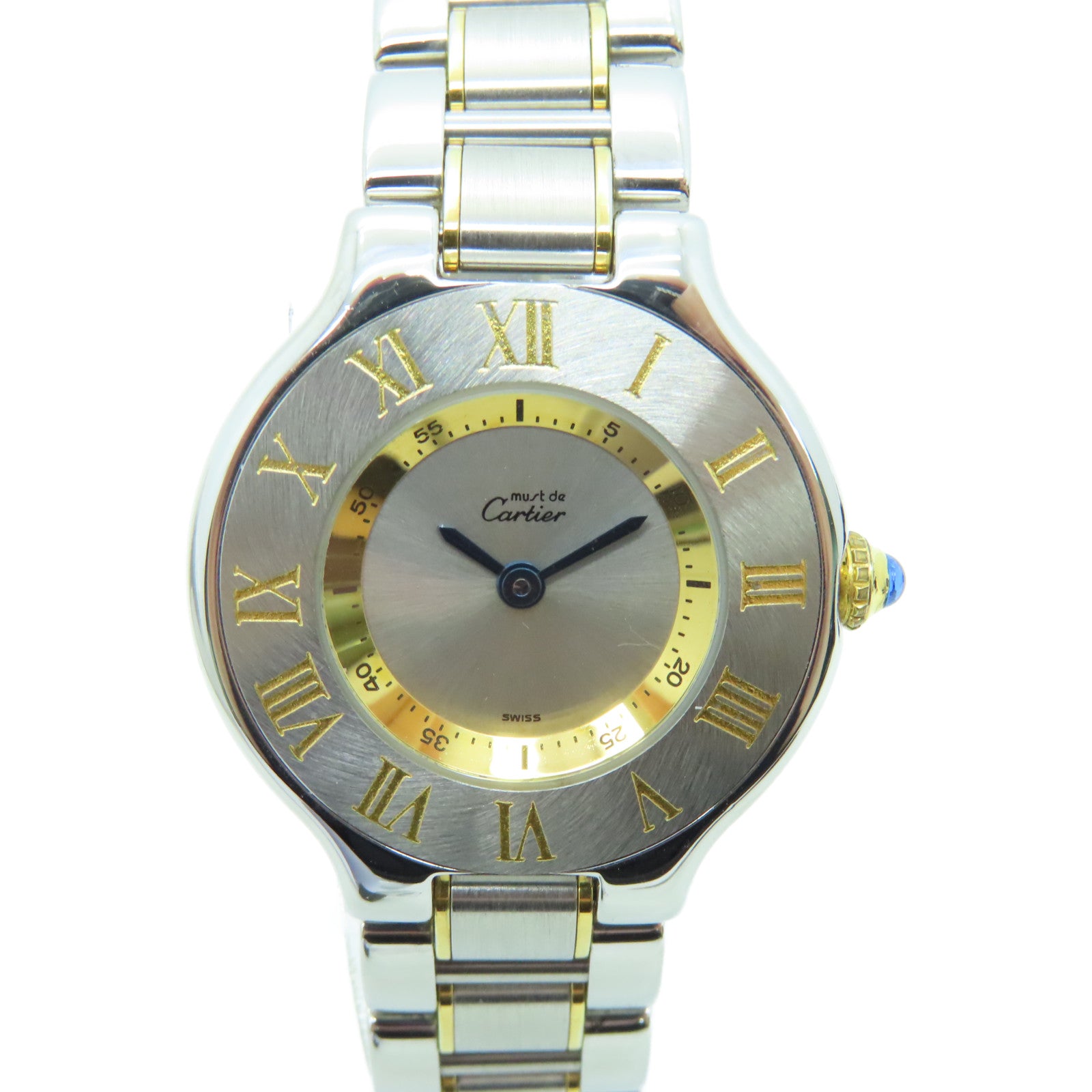 CARTIER Must de 25mm 18K黃金/不鏽鋼手錶石英機芯銀色