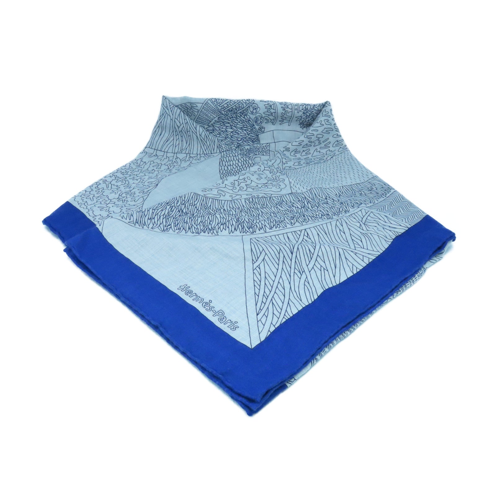 HERMES Cashmere/丝质Scarf丝巾蓝色/灰色