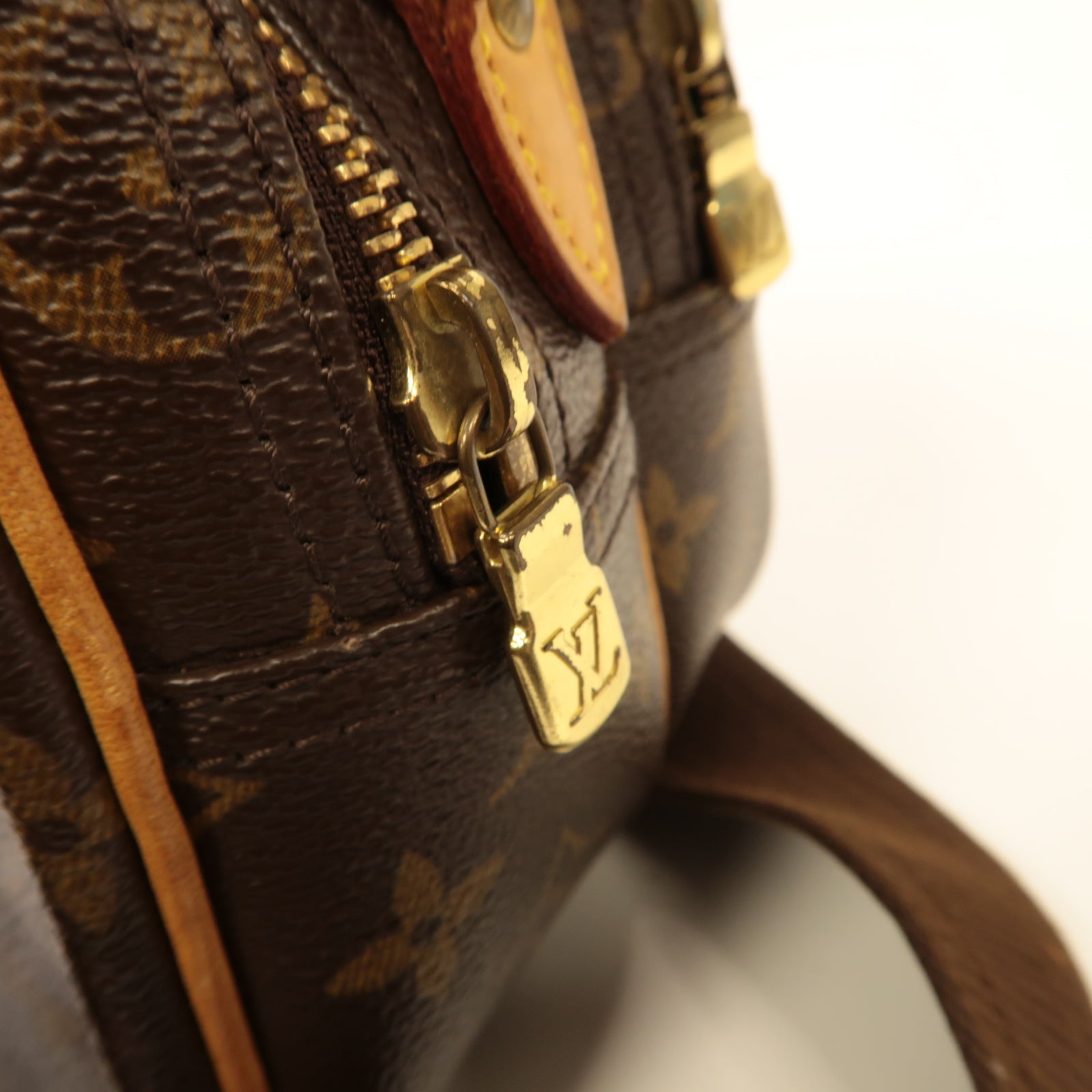 LOUIS VUITTON Monogram Reporter PM金扣肩背袋啡色