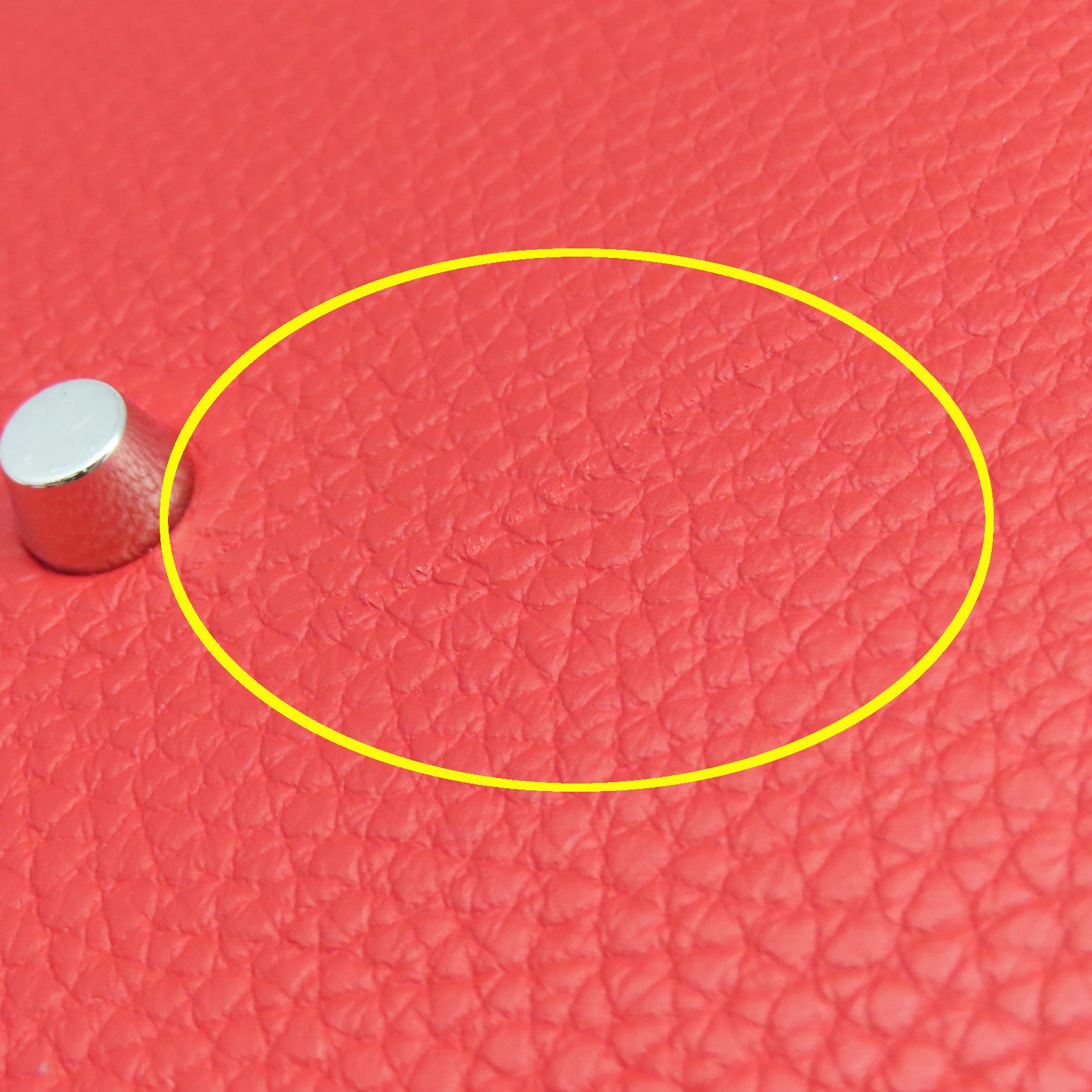 HERMES Clemence皮革Picotin GM银扣托特袋手挽袋Rouge Piment红色