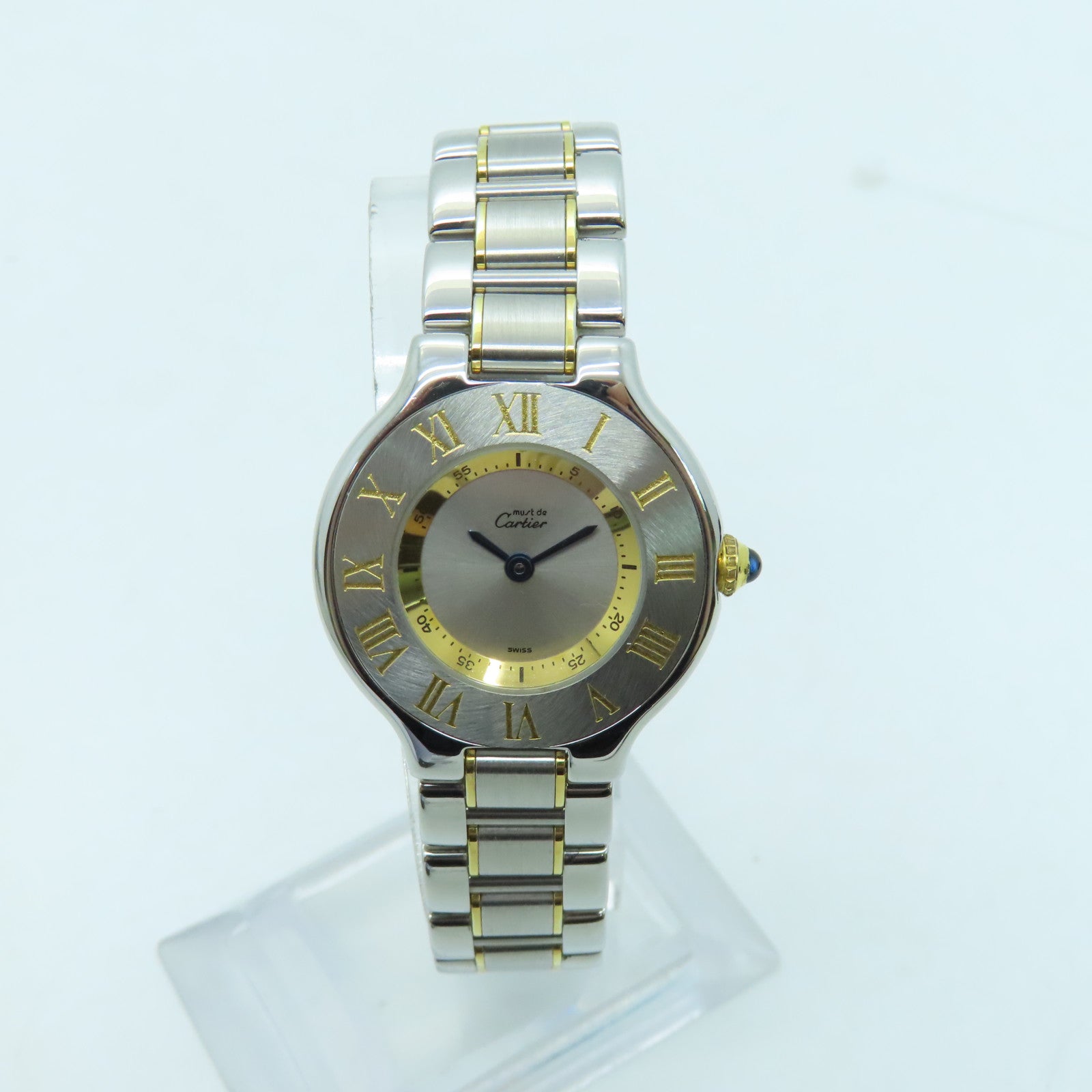 CARTIER Must de 25mm 18K黃金/不鏽鋼手錶石英機芯銀色