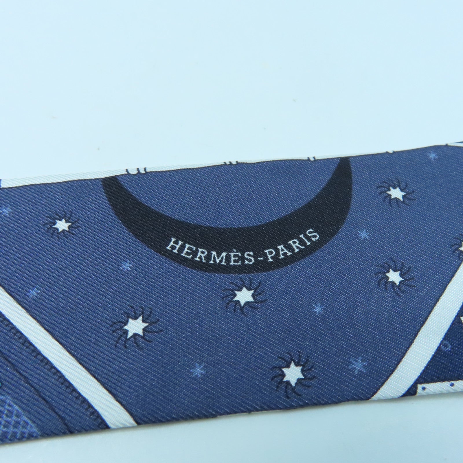 HERMES 絲質Twilly絲巾藍色
