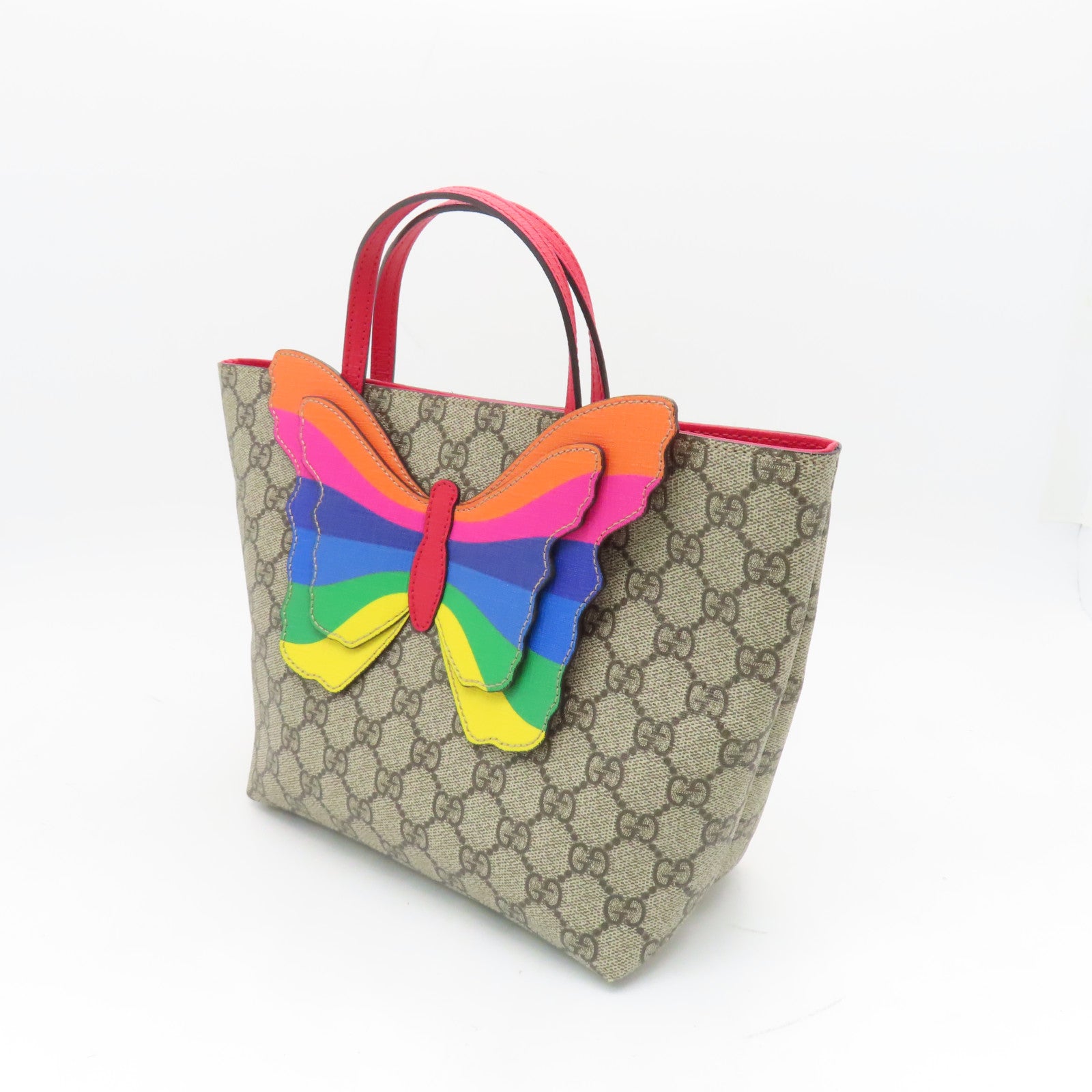 GUCCI 塗層帆布Handbag銀扣手挽袋棕色