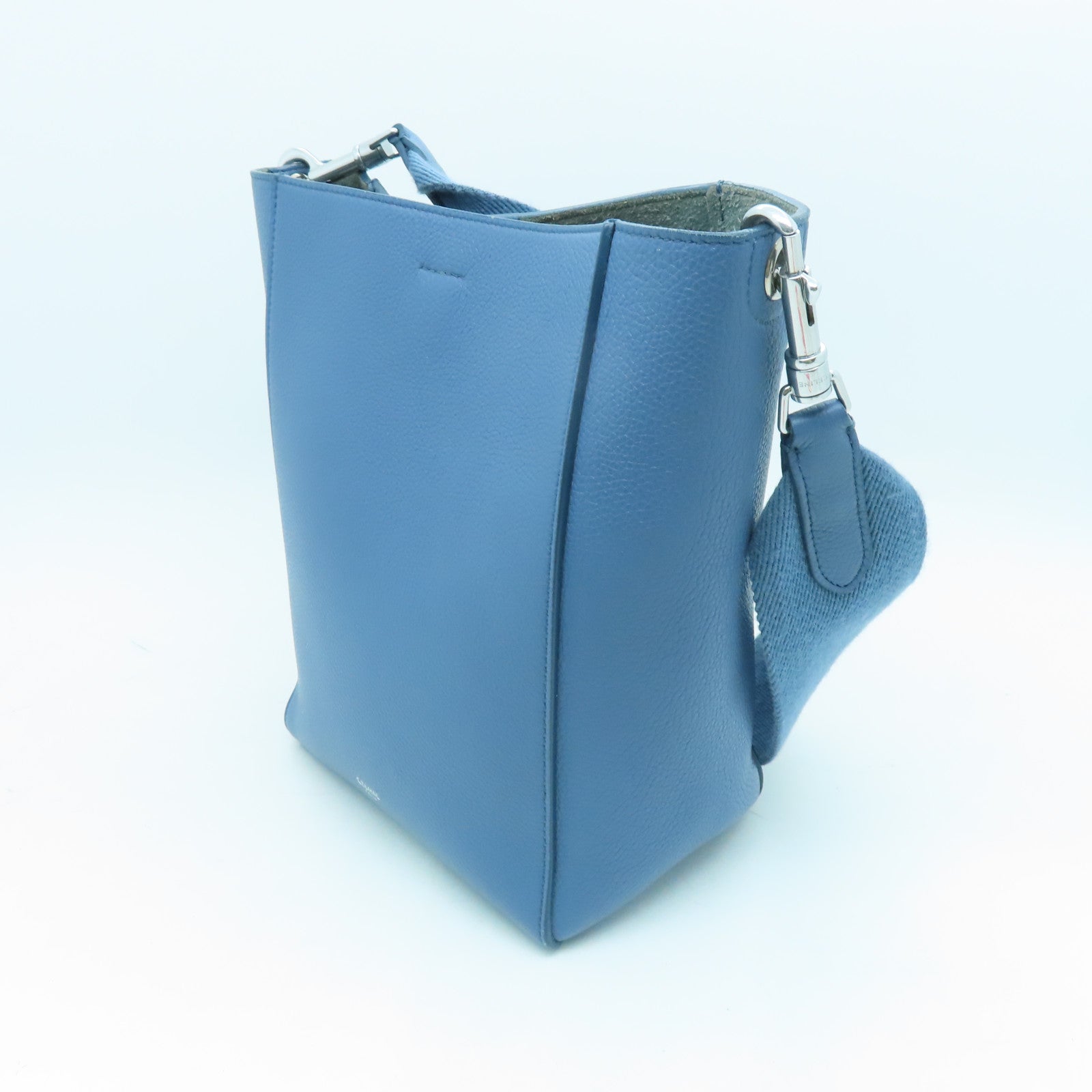 CELINE cowhide leather Sangle Small Bucket shoulder bag with silver buckle