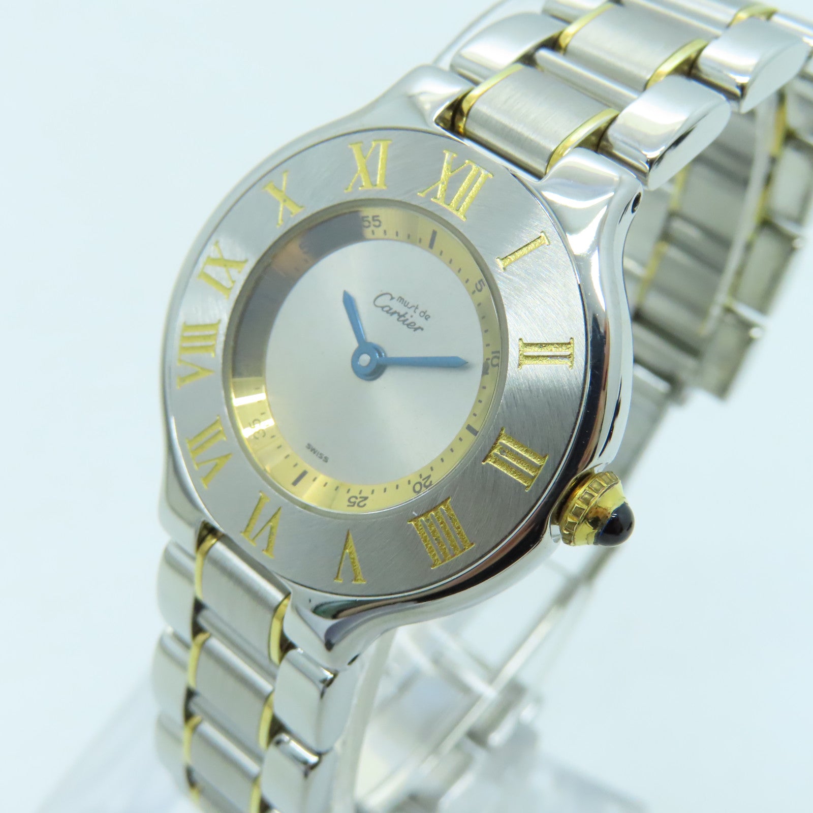 CARTIER Must de 25mm 18K黃金/不鏽鋼手錶石英機芯銀色