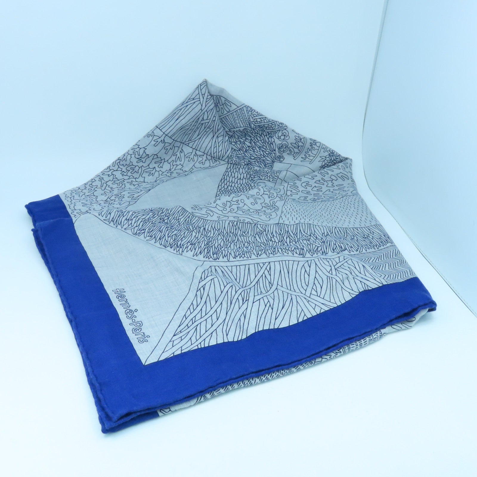 HERMES Cashmere/丝质Scarf丝巾蓝色/灰色