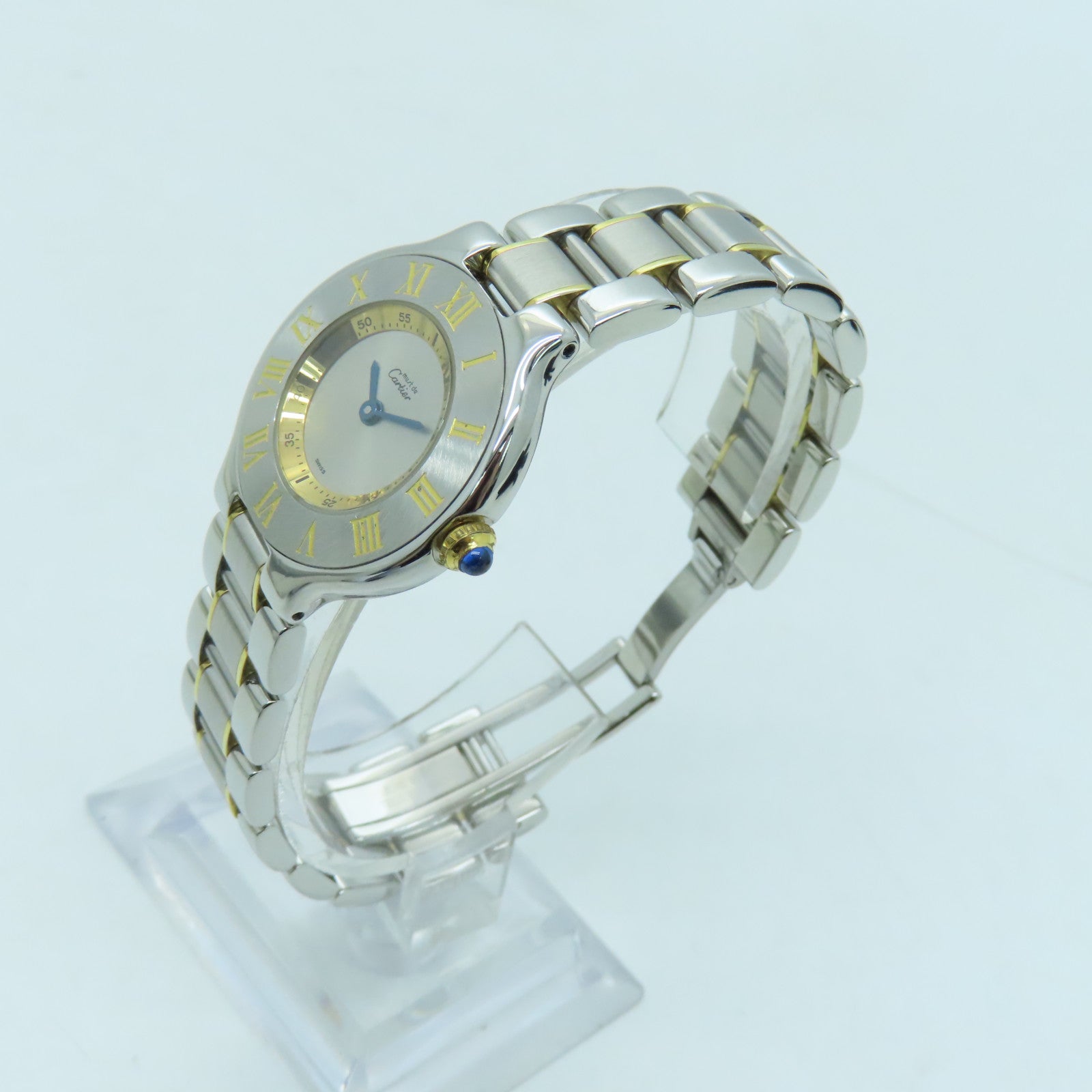 CARTIER Must de 25mm 18K黃金/不鏽鋼手錶石英機芯銀色