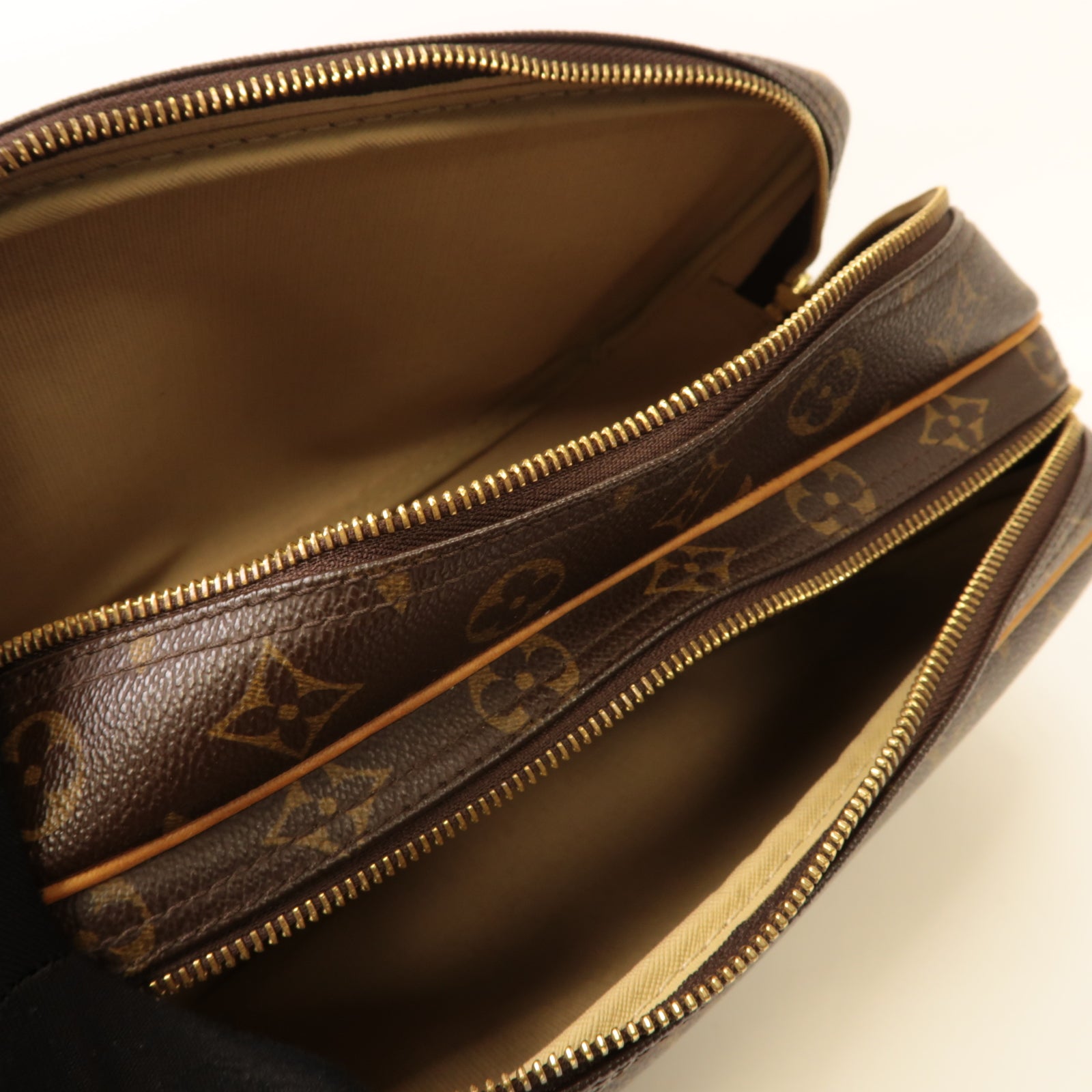 LOUIS VUITTON Monogram Reporter PM金扣肩背袋啡色