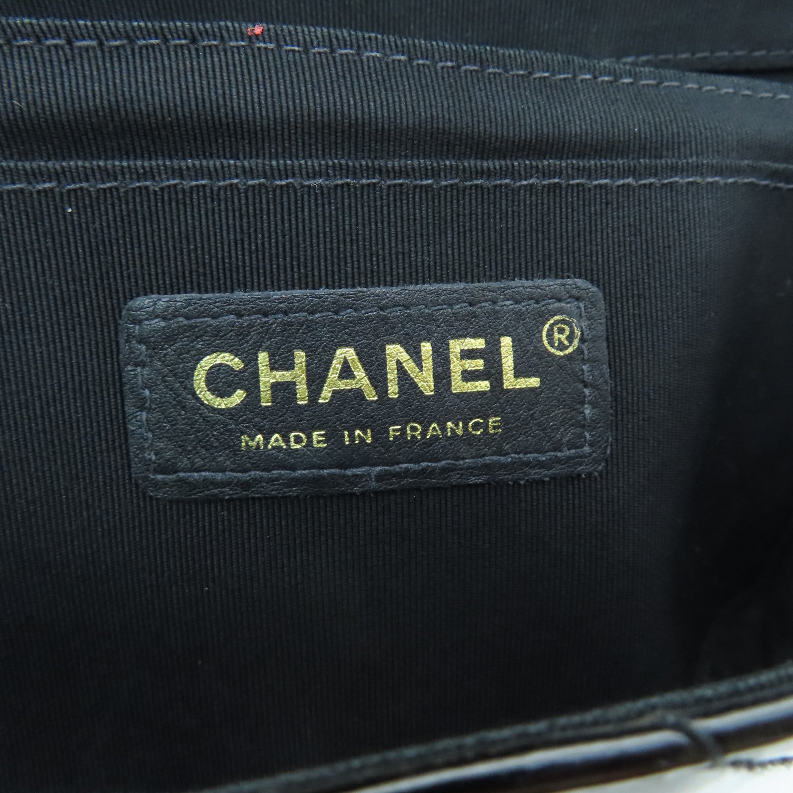 CHANEL 斜紋漆皮皮革Chain Shoulder Bag金扣鏈帶肩背袋黑色