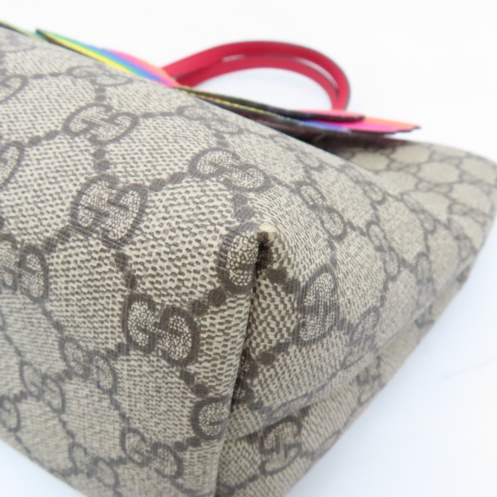 GUCCI 塗層帆布Handbag銀扣手挽袋棕色