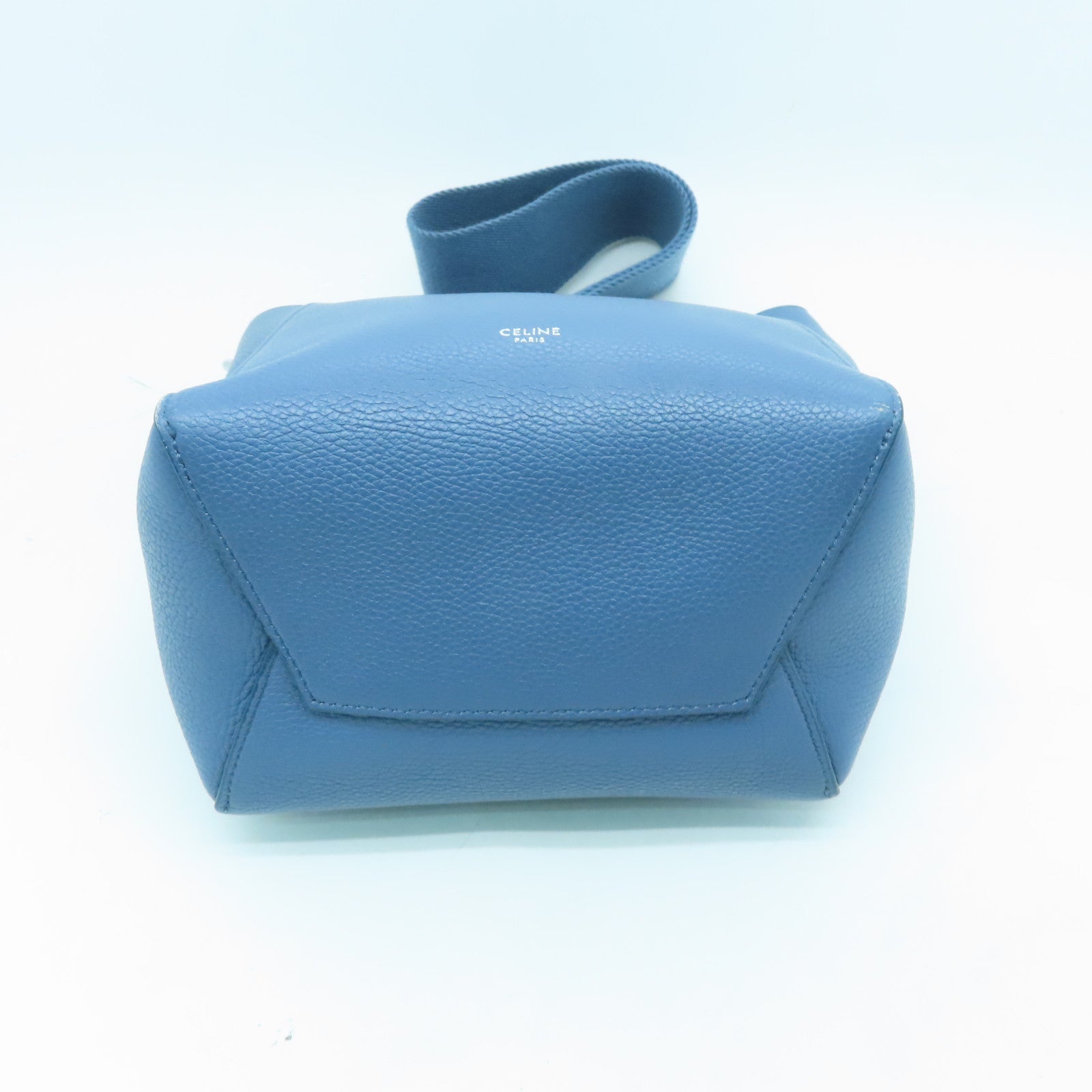 CELINE cowhide leather Sangle Small Bucket shoulder bag with silver buckle