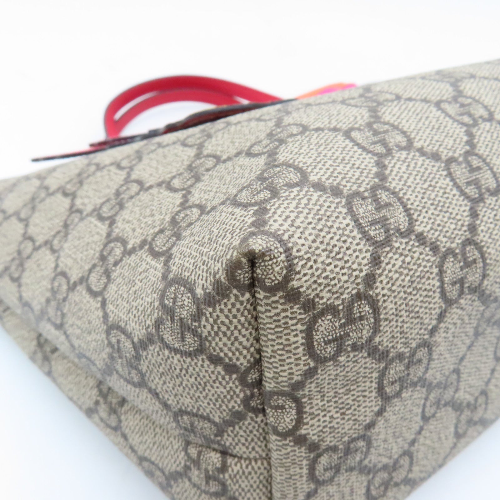 GUCCI 塗層帆布Handbag銀扣手挽袋棕色