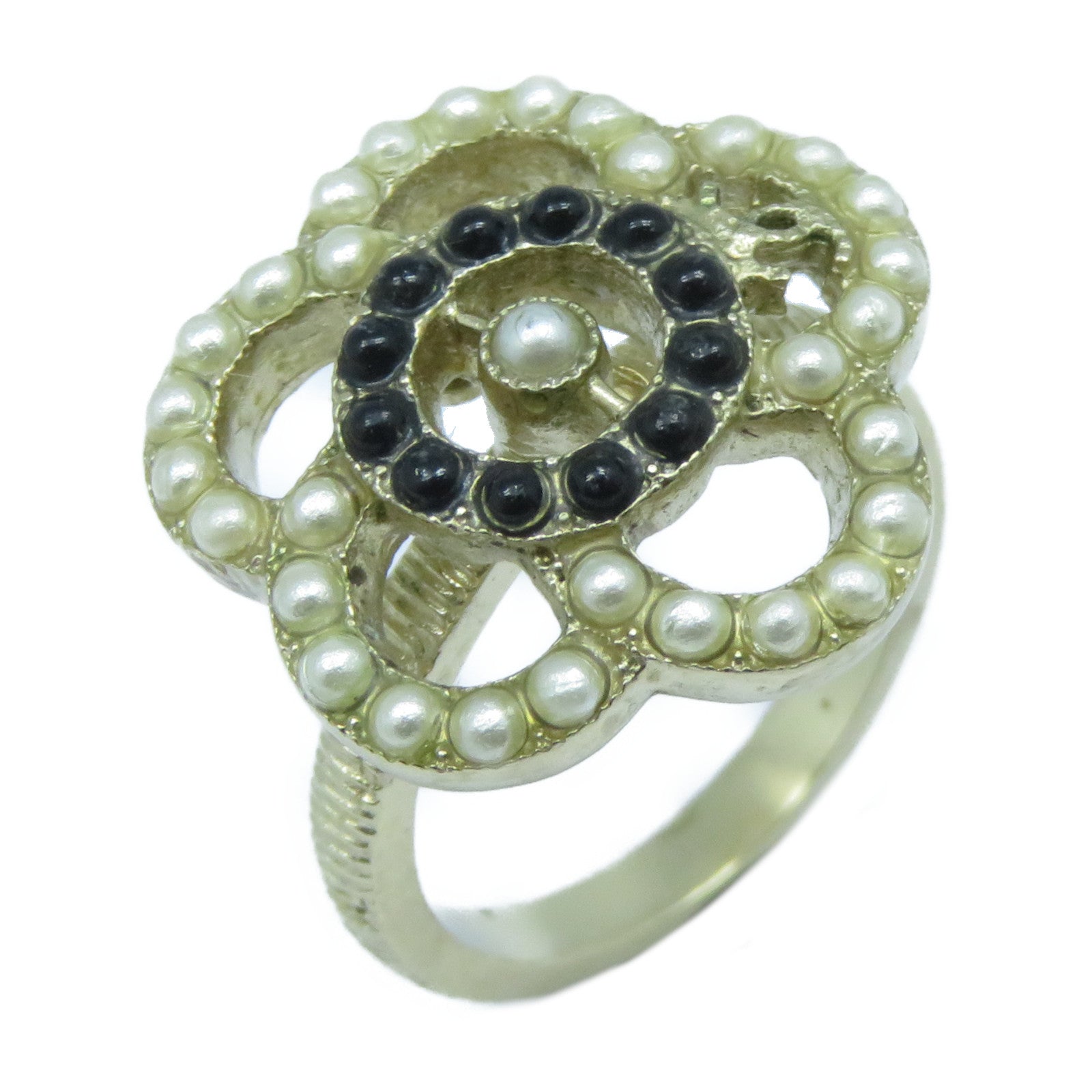 CHANEL 金屬Ring戒指US#5.75金色/白色/黑色