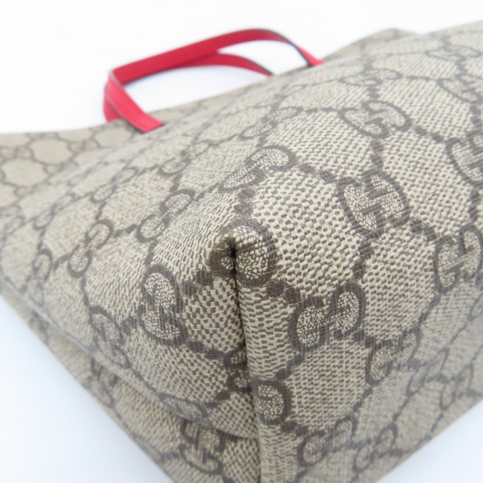GUCCI 塗層帆布Handbag銀扣手挽袋棕色