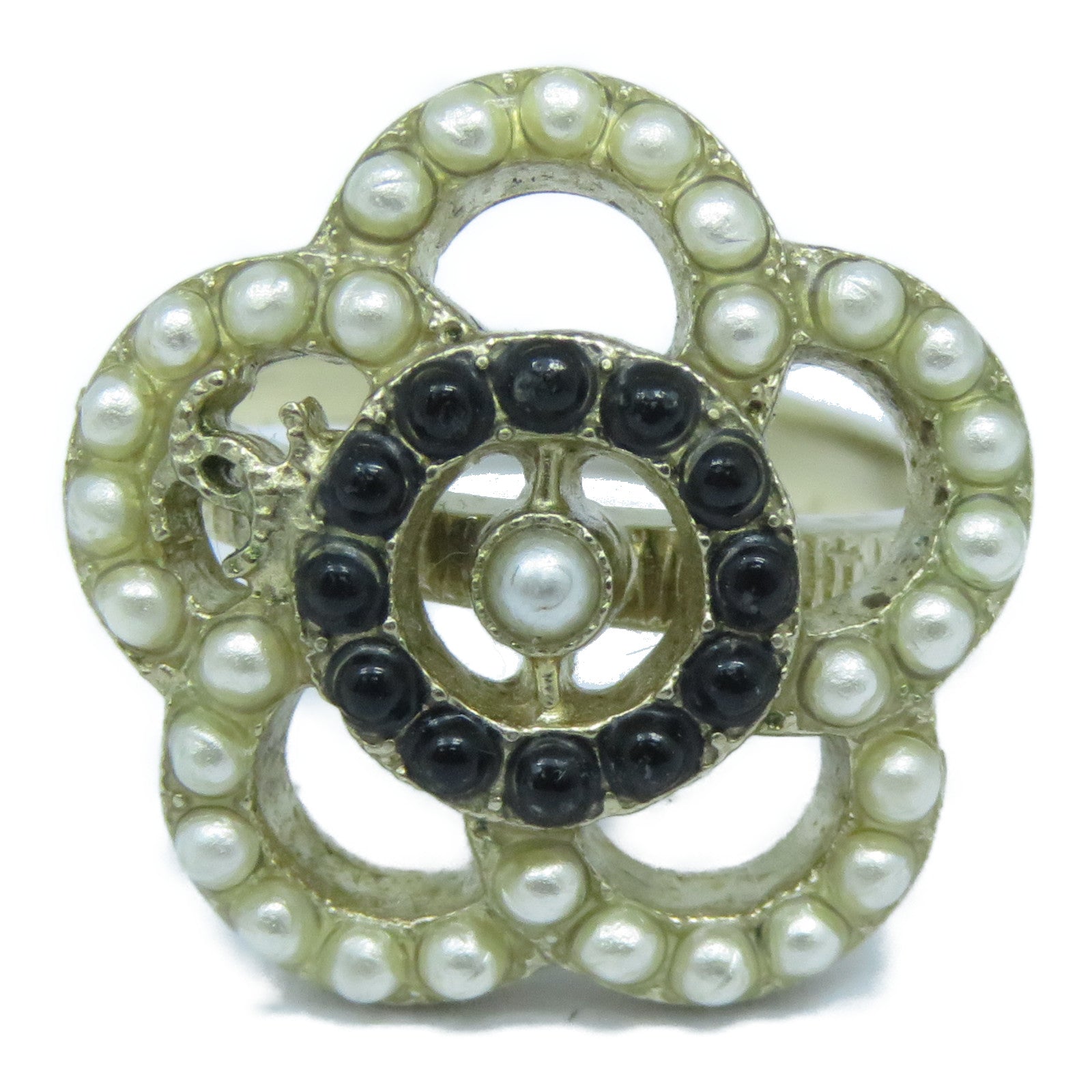 CHANEL 金屬Ring戒指US#5.75金色/白色/黑色