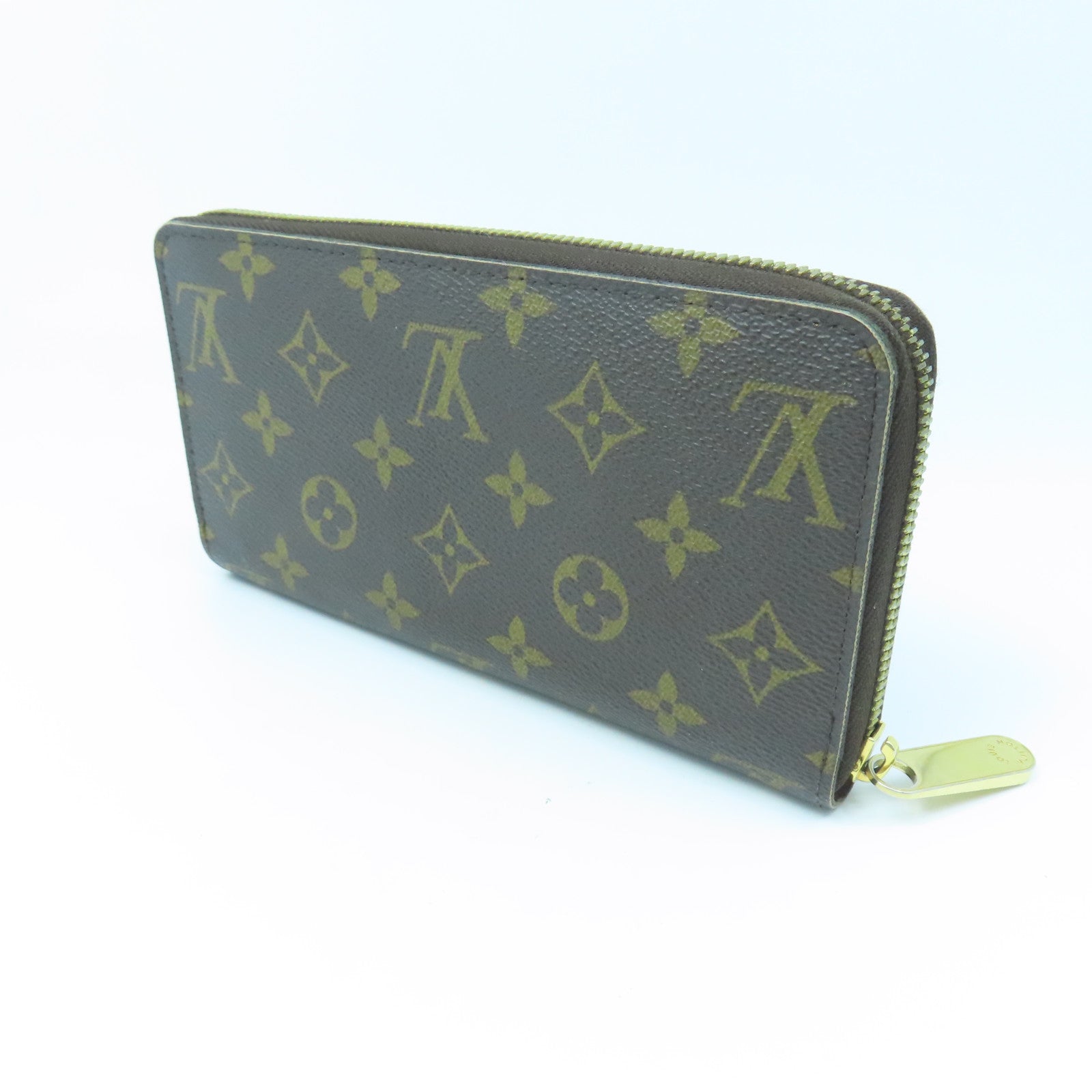 LOUIS VUITTON Monogram Zipper Long Wallet Gold Buckle Long Wallet Brown