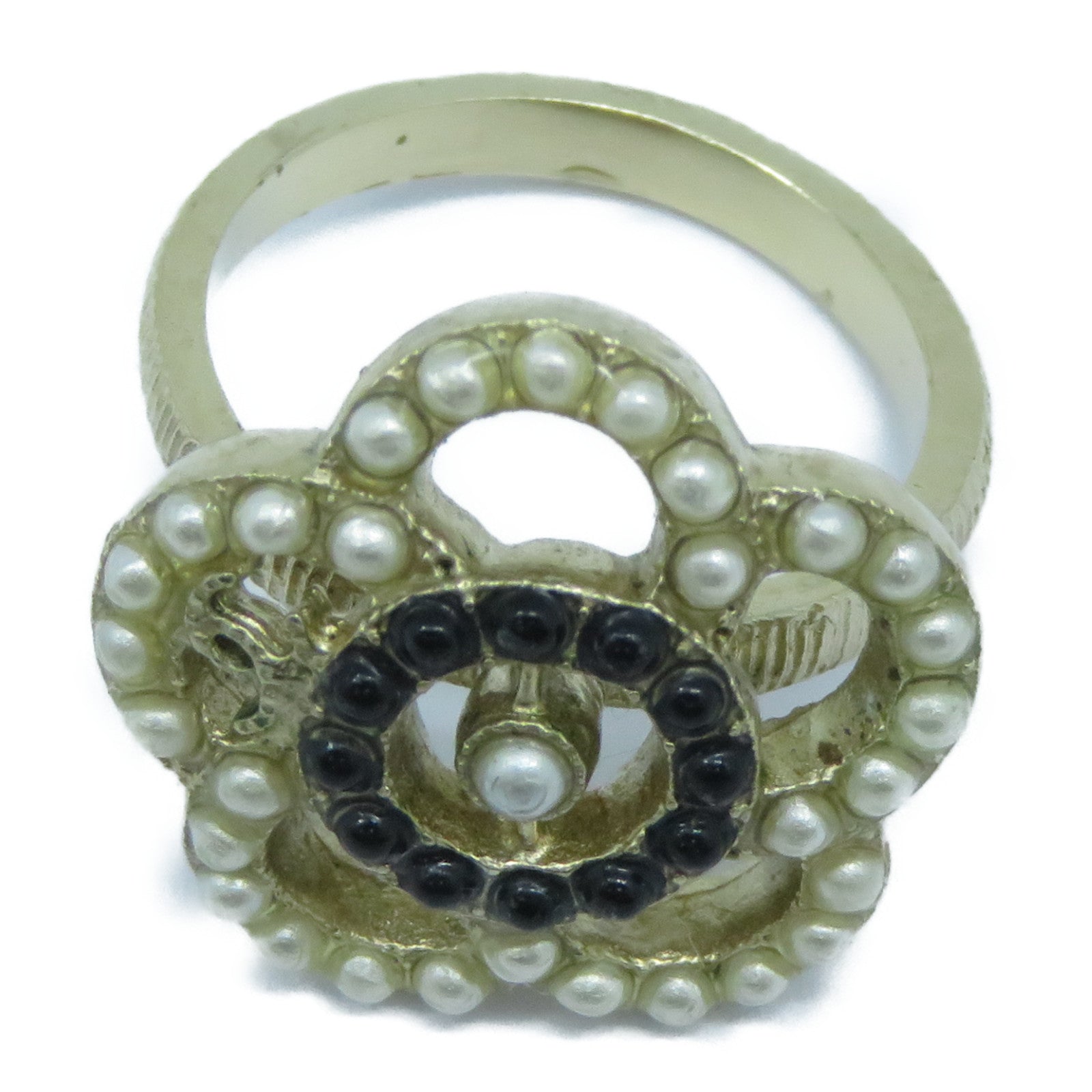 CHANEL 金屬Ring戒指US#5.75金色/白色/黑色