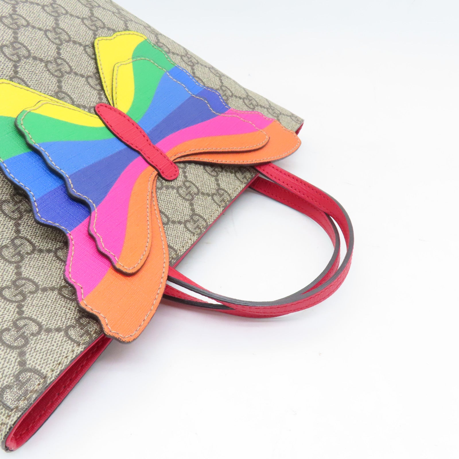 GUCCI 塗層帆布Handbag銀扣手挽袋棕色