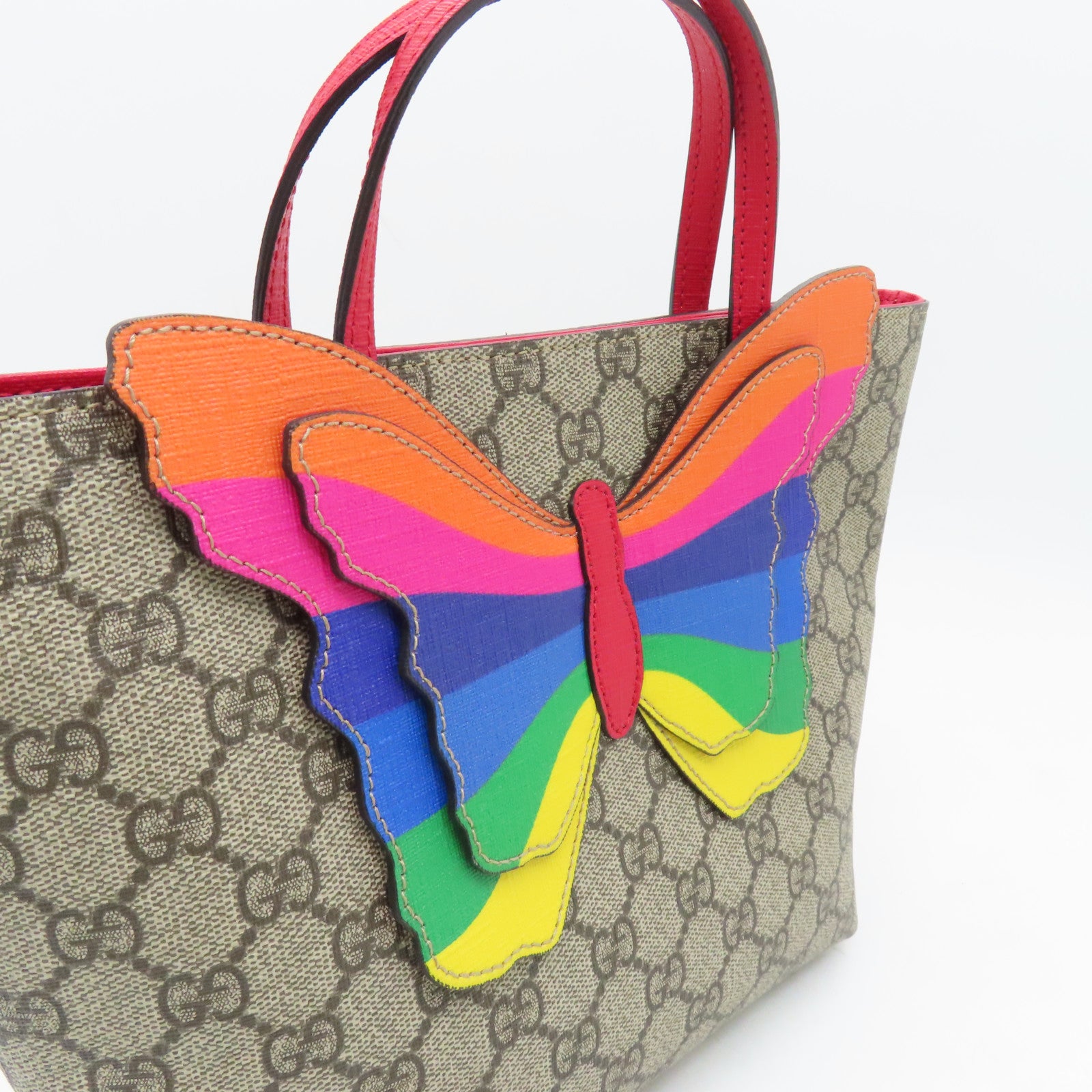 GUCCI 塗層帆布Handbag銀扣手挽袋棕色