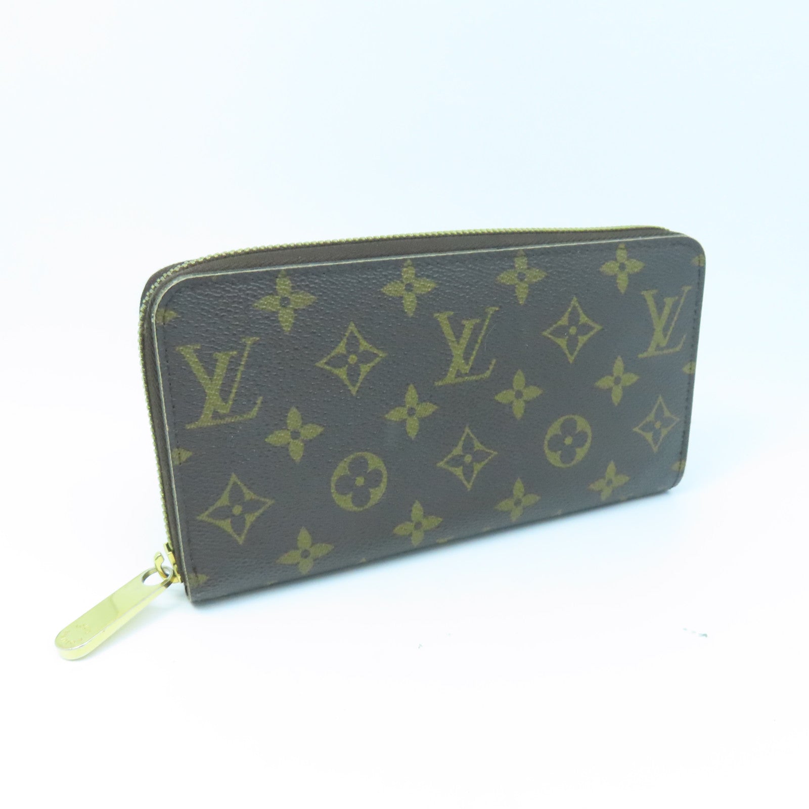 LOUIS VUITTON Monogram Zipper Long Wallet Gold Buckle Long Wallet Brown