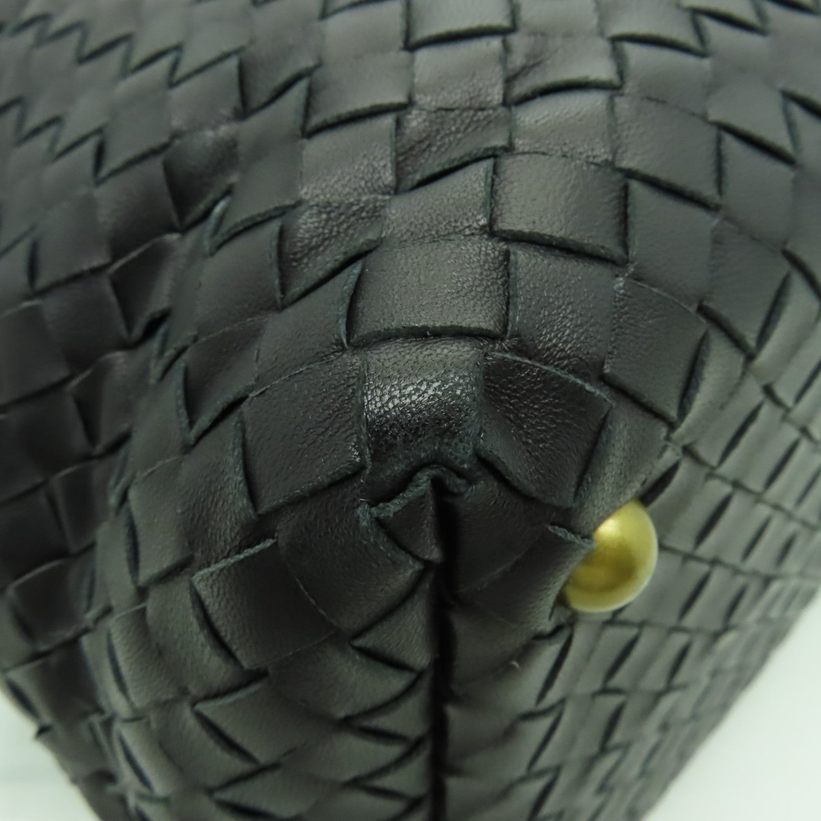 BOTTEGA VENETA 織紋皮革Handbag金扣手挽袋黒色