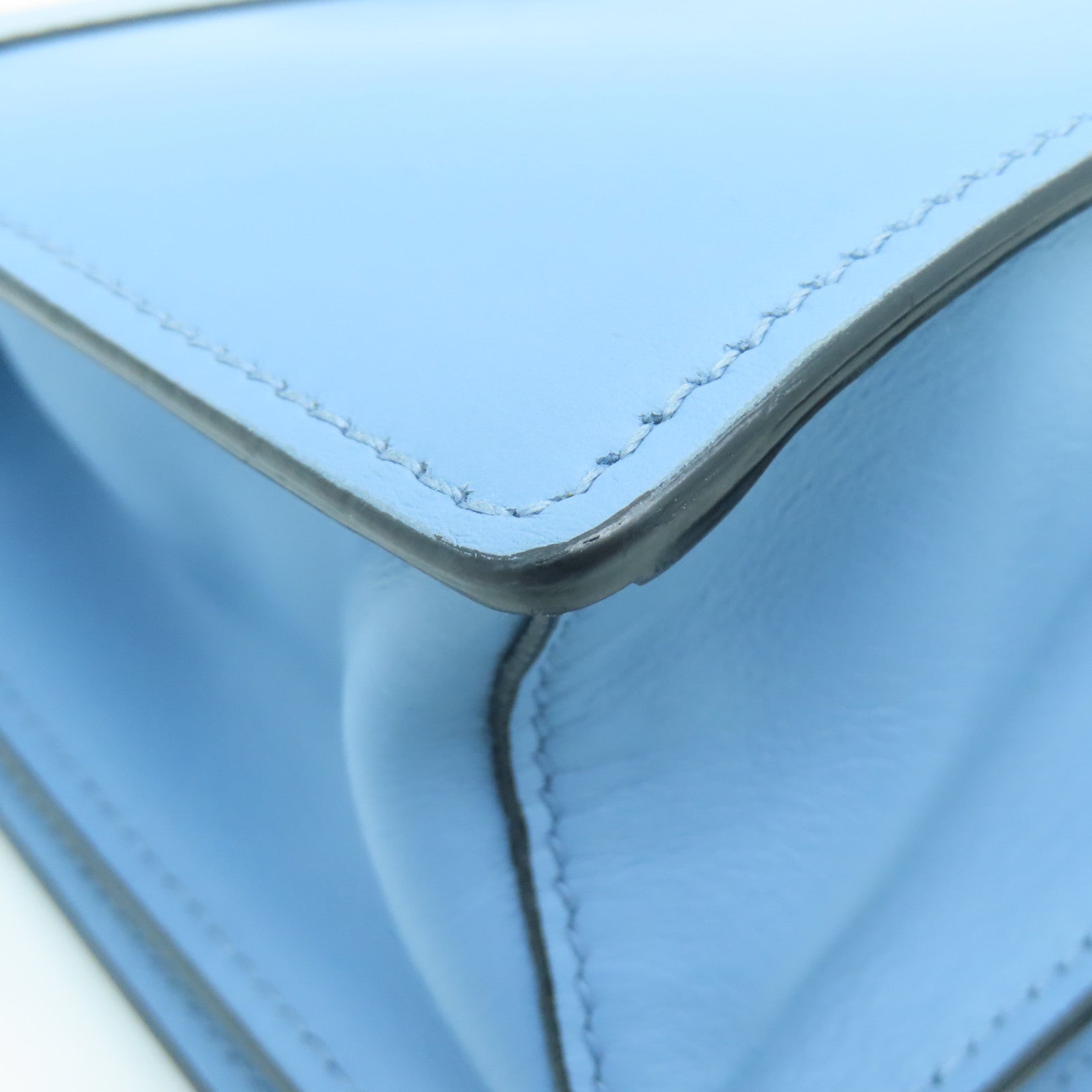 PRADA 【激減優惠】牛皮皮革Shoulder Bag銀扣肩背袋藍色