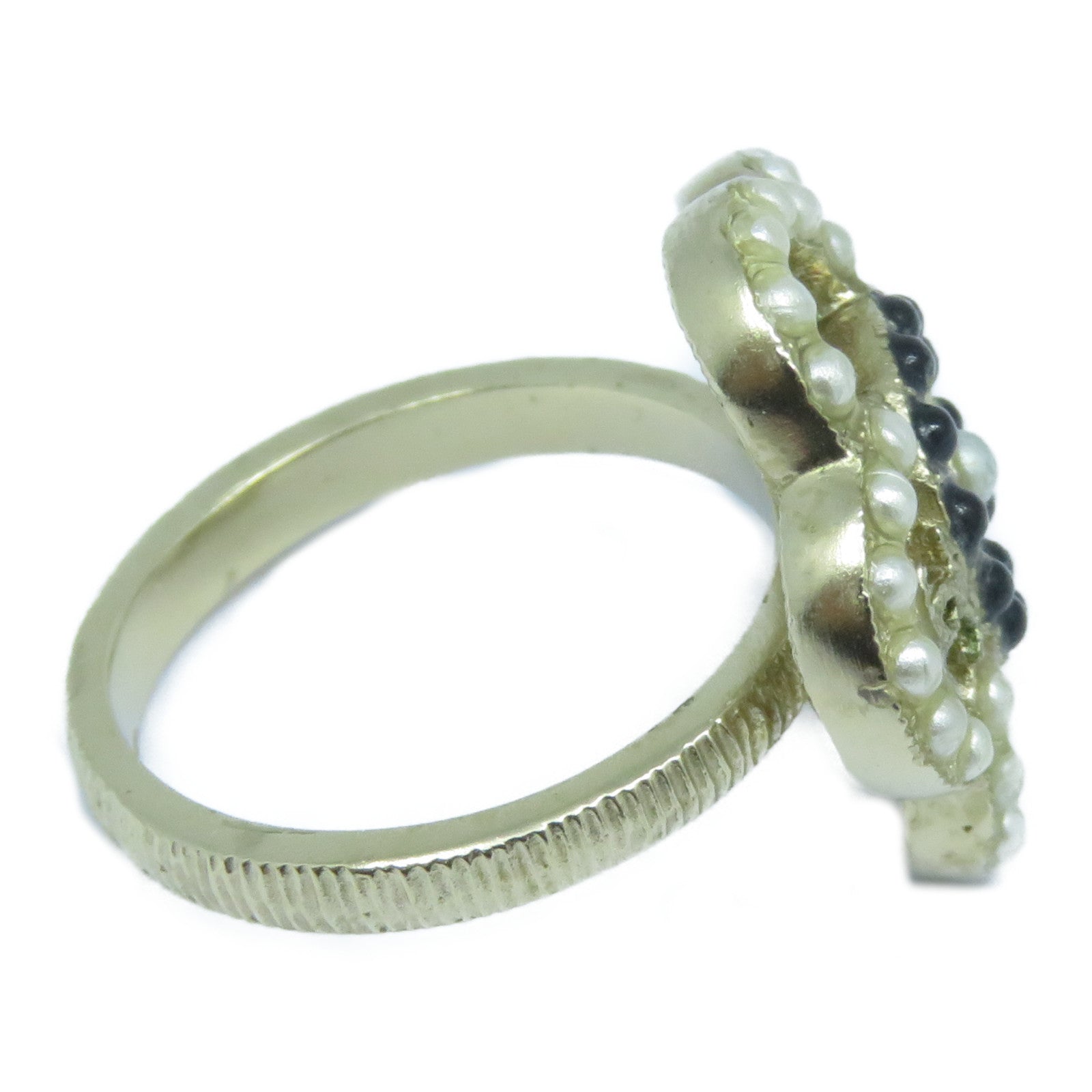 CHANEL 金屬Ring戒指US#5.75金色/白色/黑色