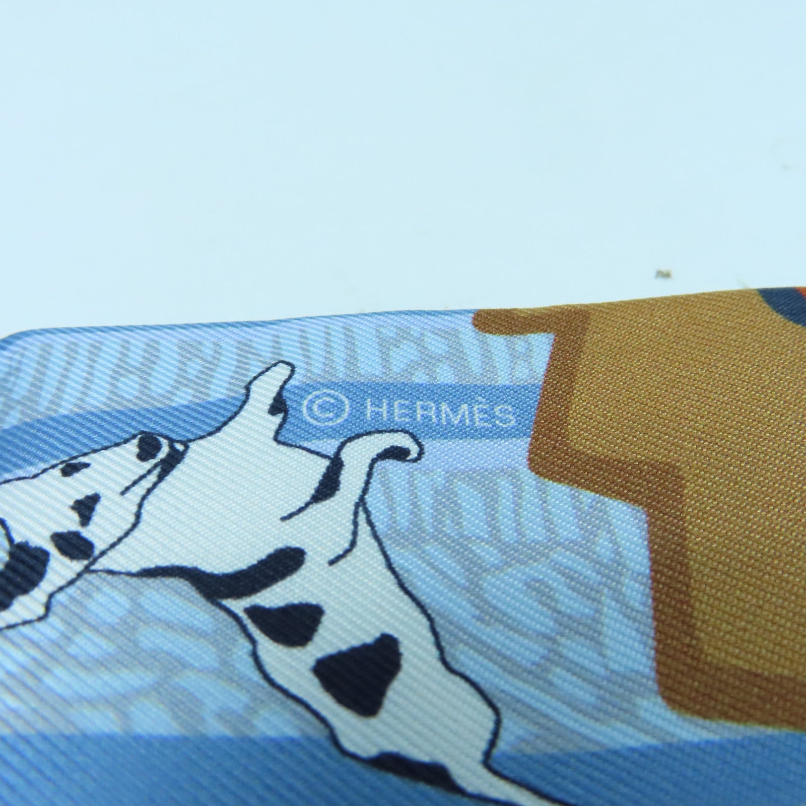 HERMES 絲質Twilly絲巾藍色