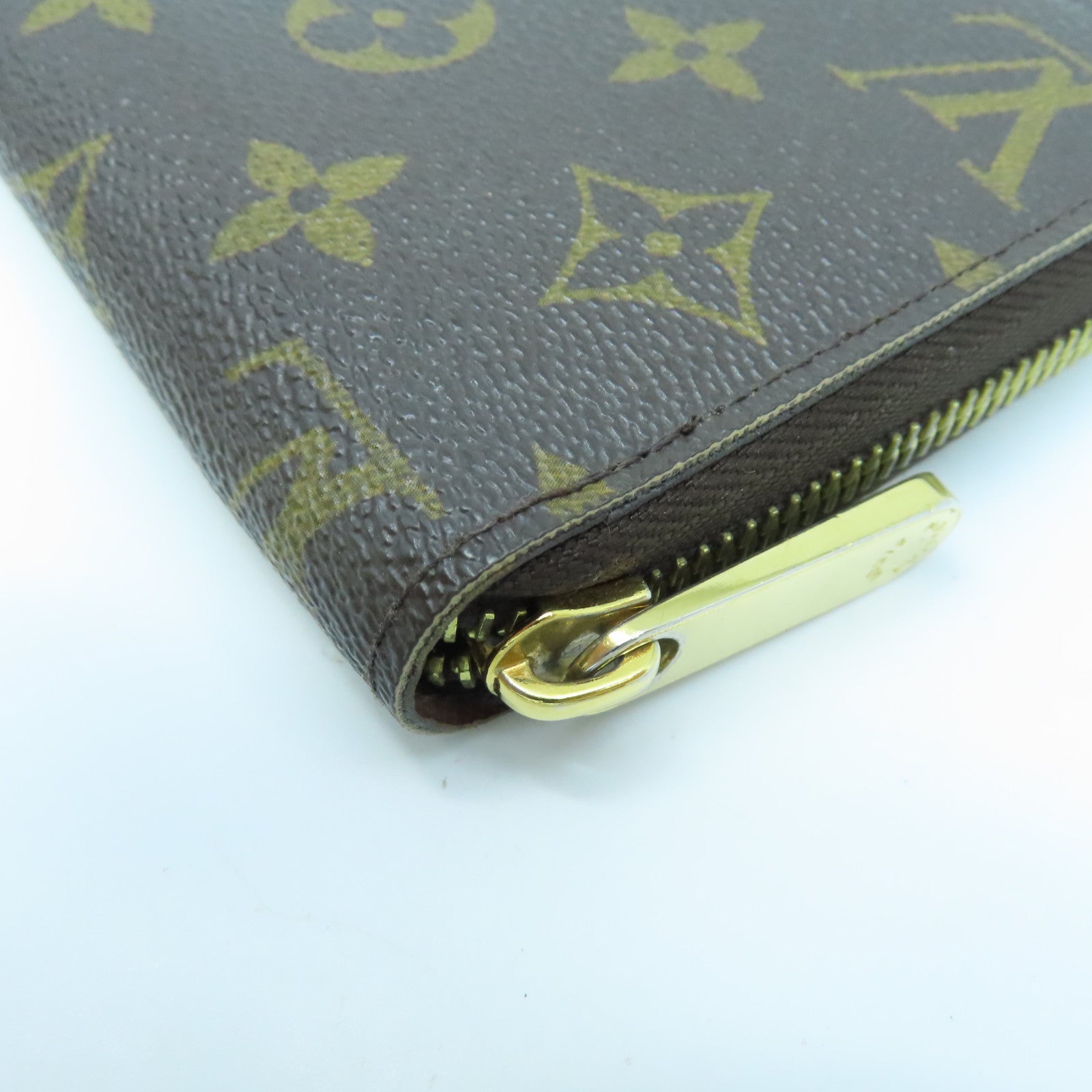 LOUIS VUITTON Monogram Zipper Long Wallet Gold Buckle Long Wallet Brown