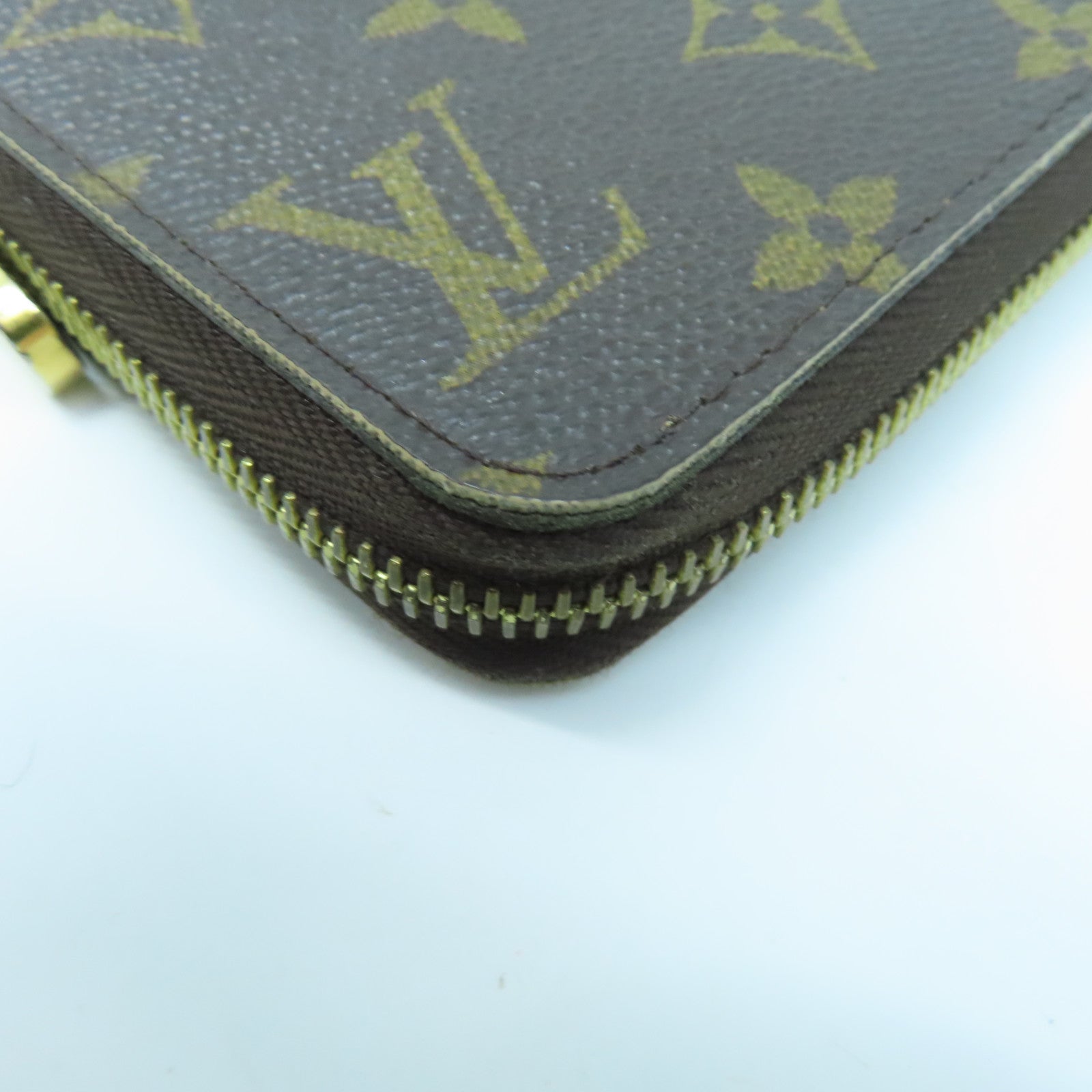LOUIS VUITTON Monogram Zipper Long Wallet Gold Buckle Long Wallet Brown