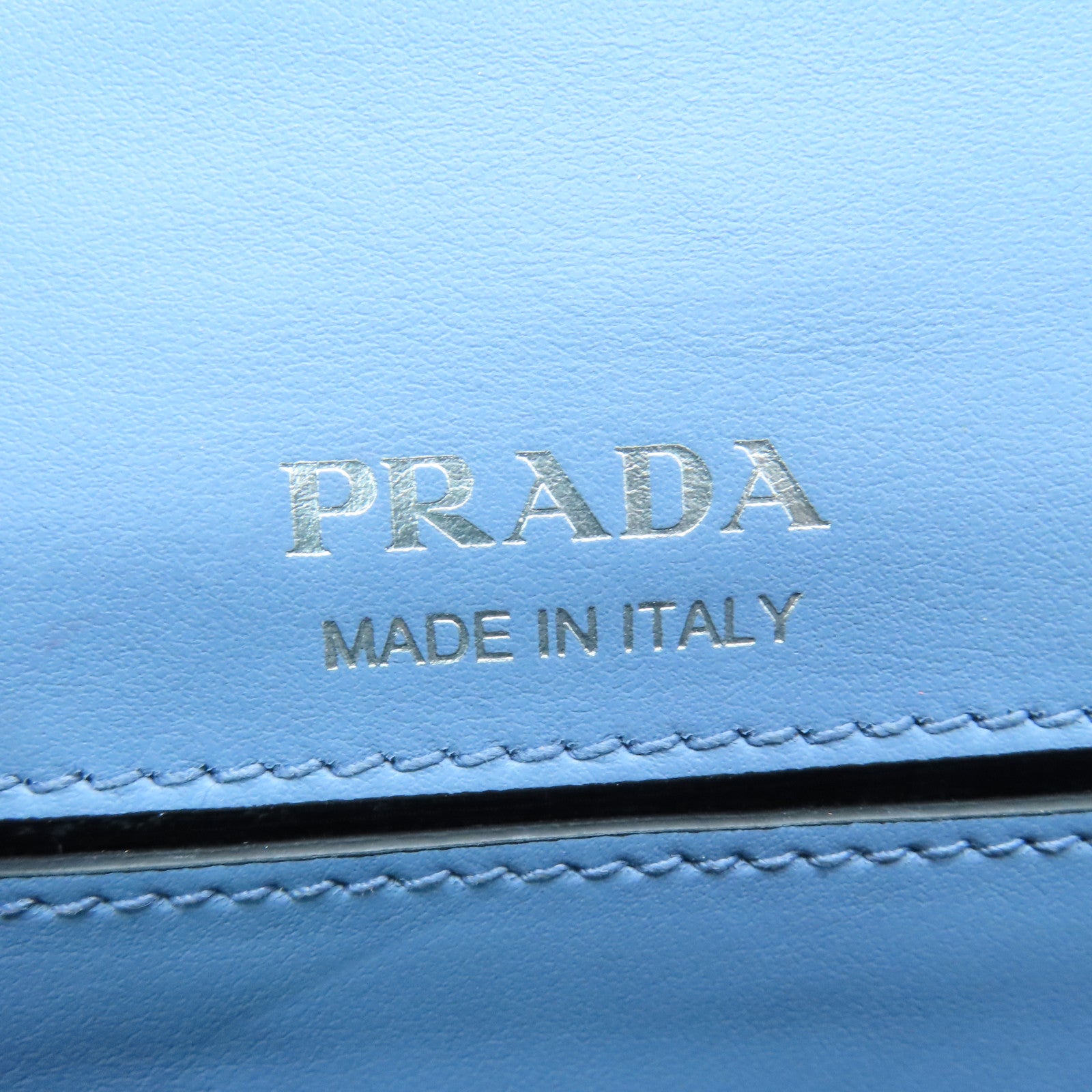 PRADA 【激減優惠】牛皮皮革Shoulder Bag銀扣肩背袋藍色