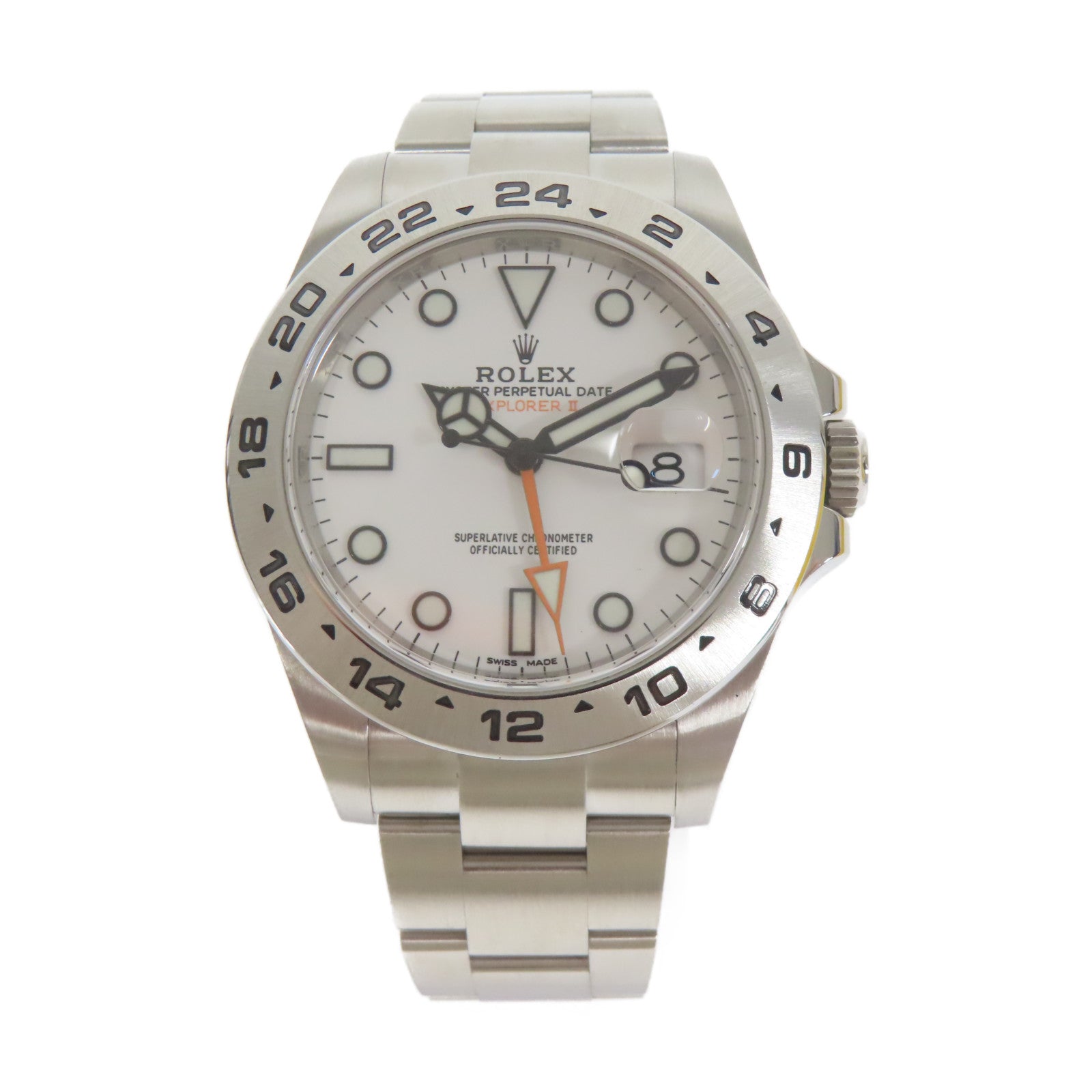ROLEX 不鏽鋼Explorer II手錶白色#17cm
