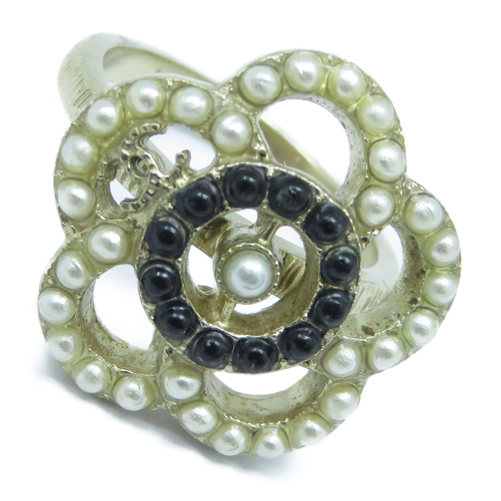 CHANEL 金屬Ring戒指US#5.75金色/白色/黑色