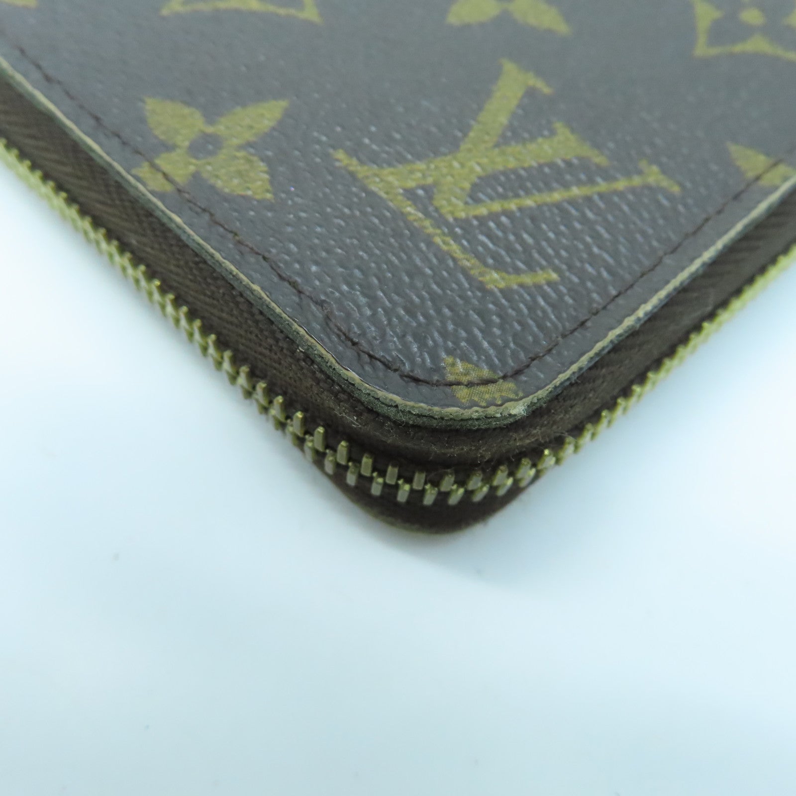 LOUIS VUITTON Monogram Zipper Long Wallet Gold Buckle Long Wallet Brown