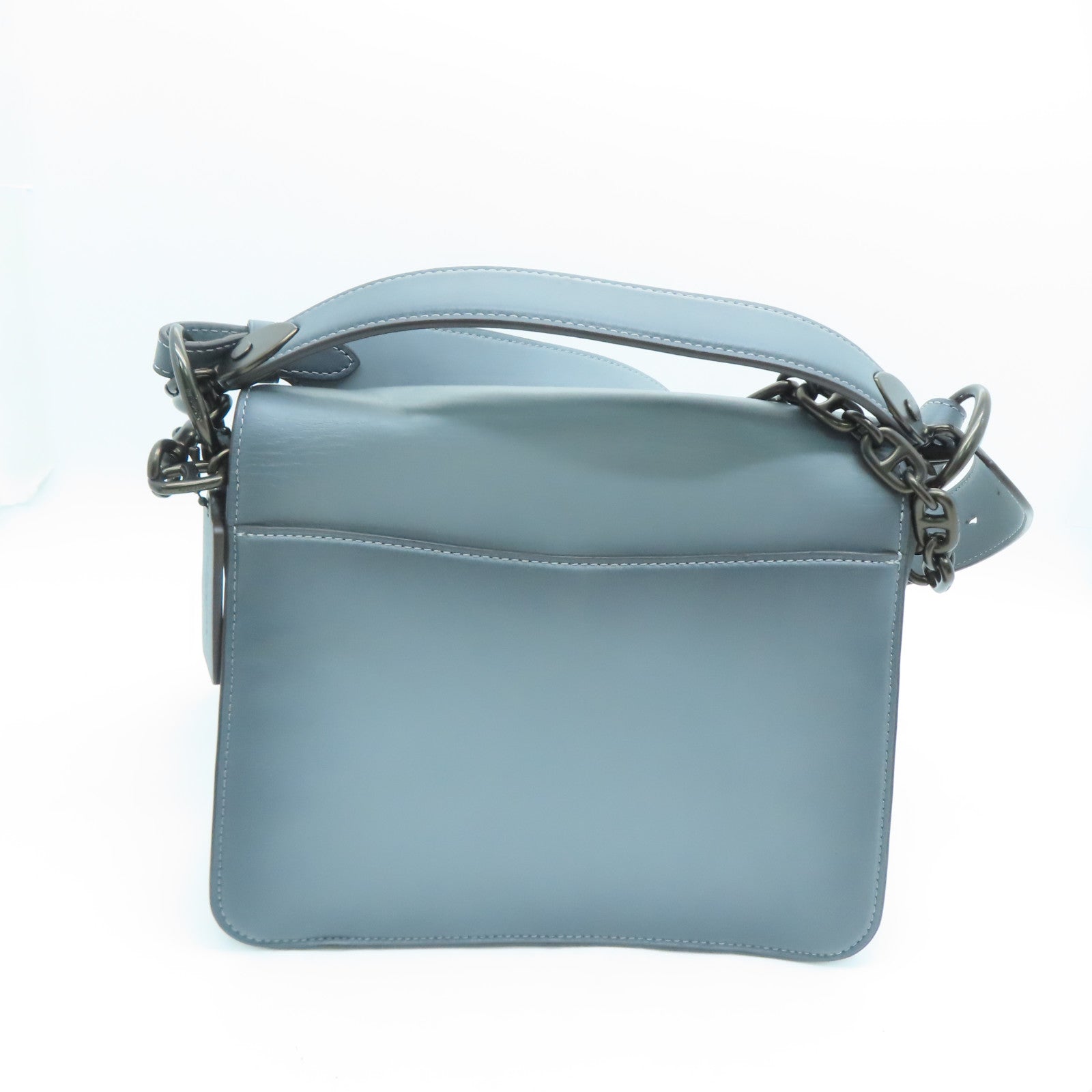COACH 牛皮皮革Shoulder Bag银扣肩背袋灰色