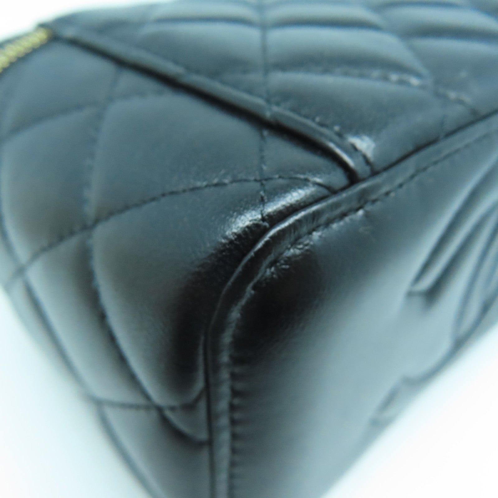 CHANEL 羊皮皮革Handle Vanity Case金扣手挽肩背兩用袋黑色