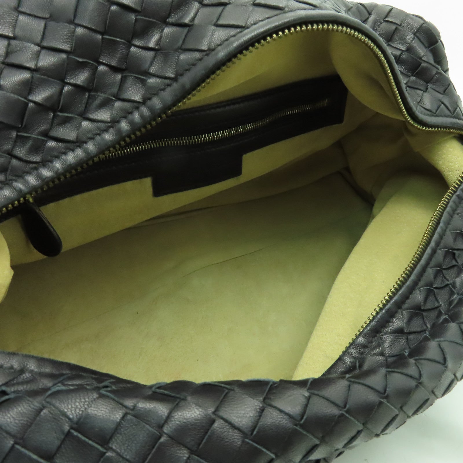 BOTTEGA VENETA 織紋皮革Handbag金扣手挽袋黒色