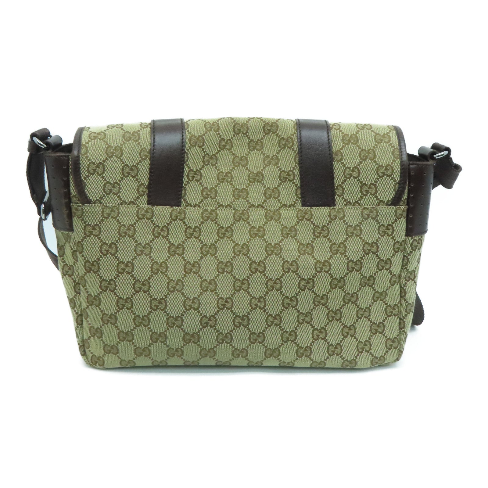 GUCCI 帆布Shoulder Bag銀扣肩背袋啡色