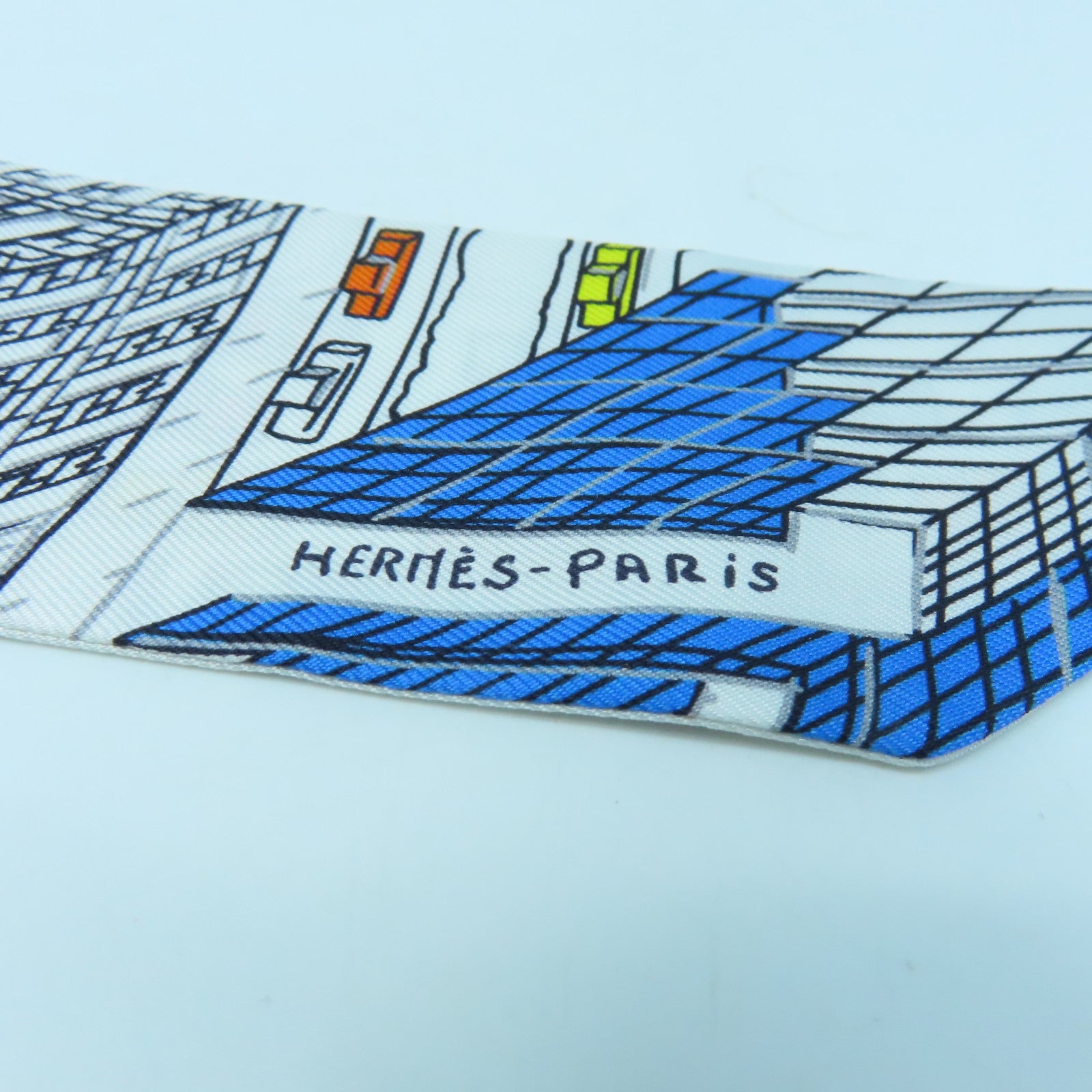 HERMES 絲質Twilly絲巾白色/彩色