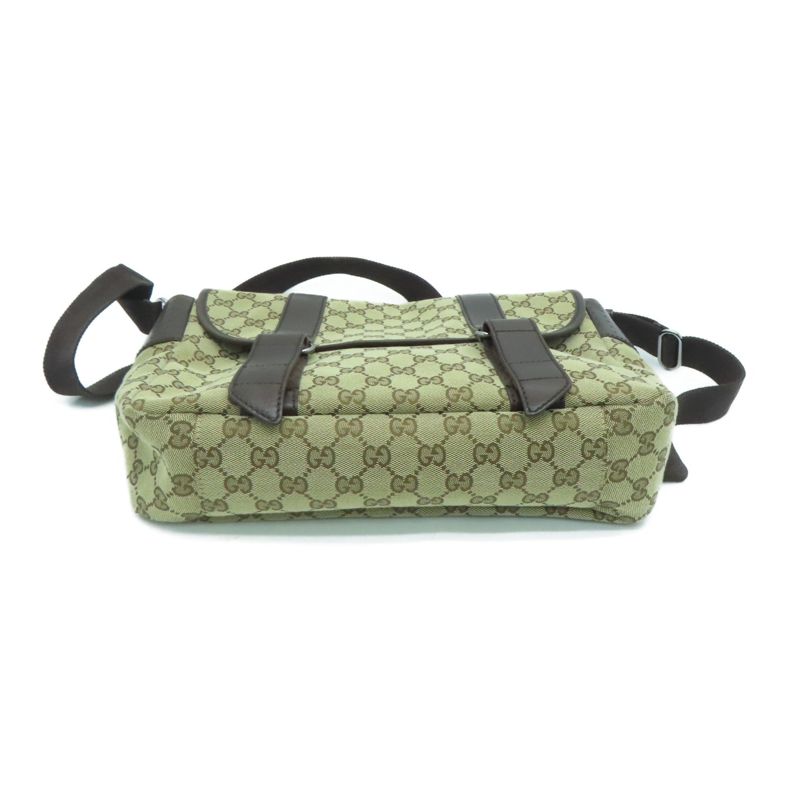 GUCCI 帆布Shoulder Bag銀扣肩背袋啡色