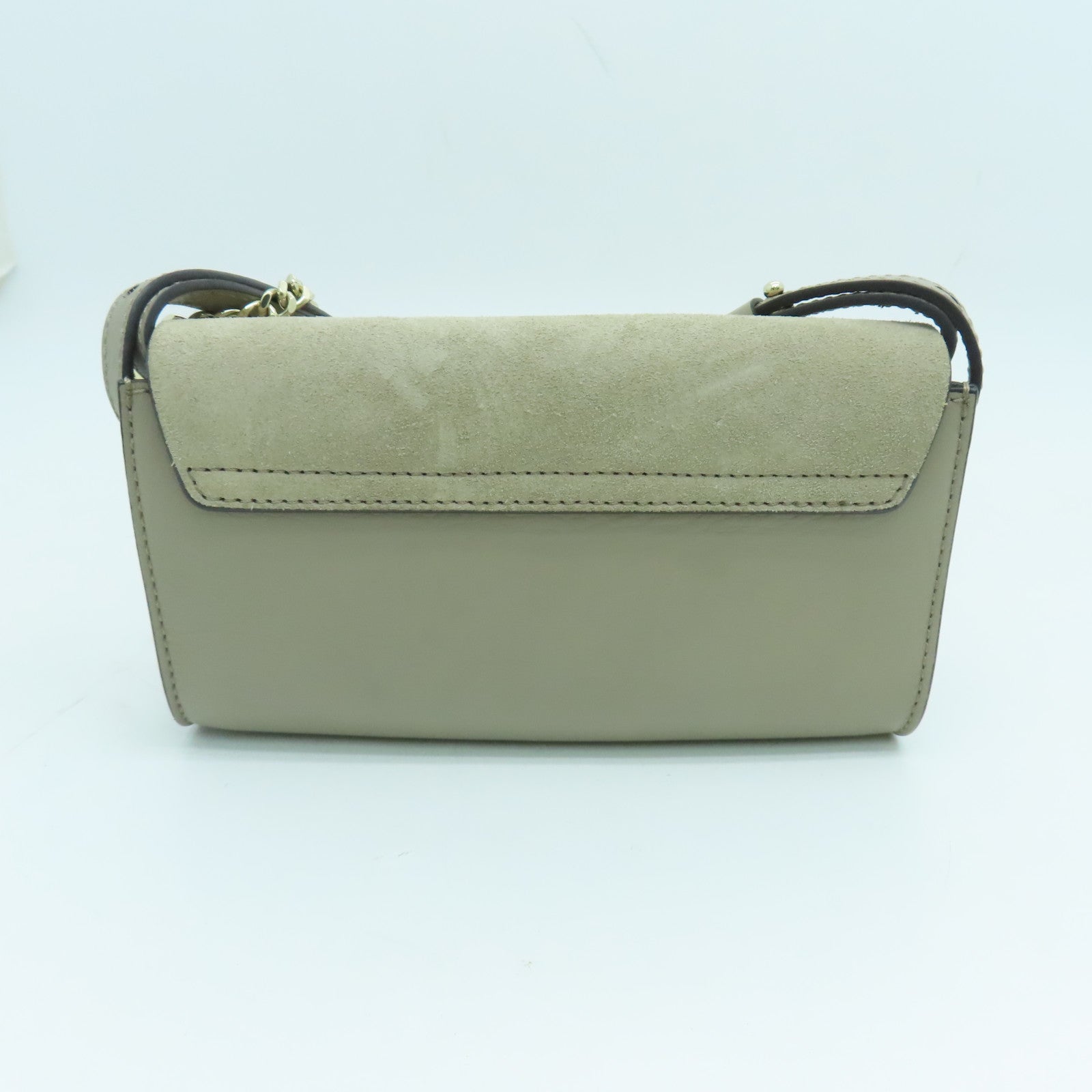Chloe 【激減優惠】牛皮皮革Faye Wallet On Strap金扣肩背袋灰色
