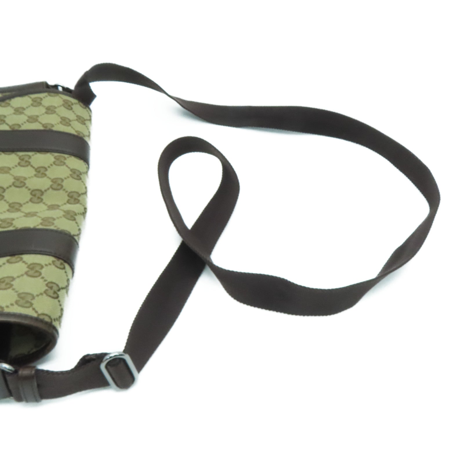 GUCCI 帆布Shoulder Bag銀扣肩背袋啡色