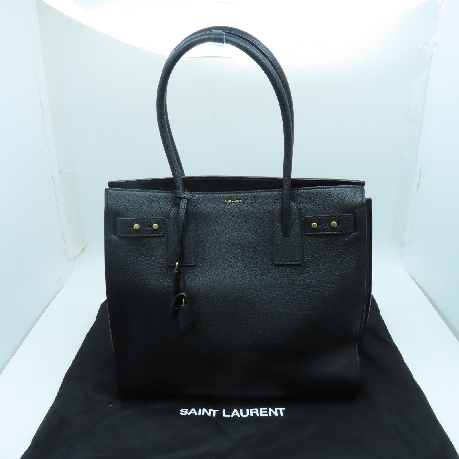 SAINT LAURENT 牛皮皮革Sac de Jour金扣手挽袋黑色