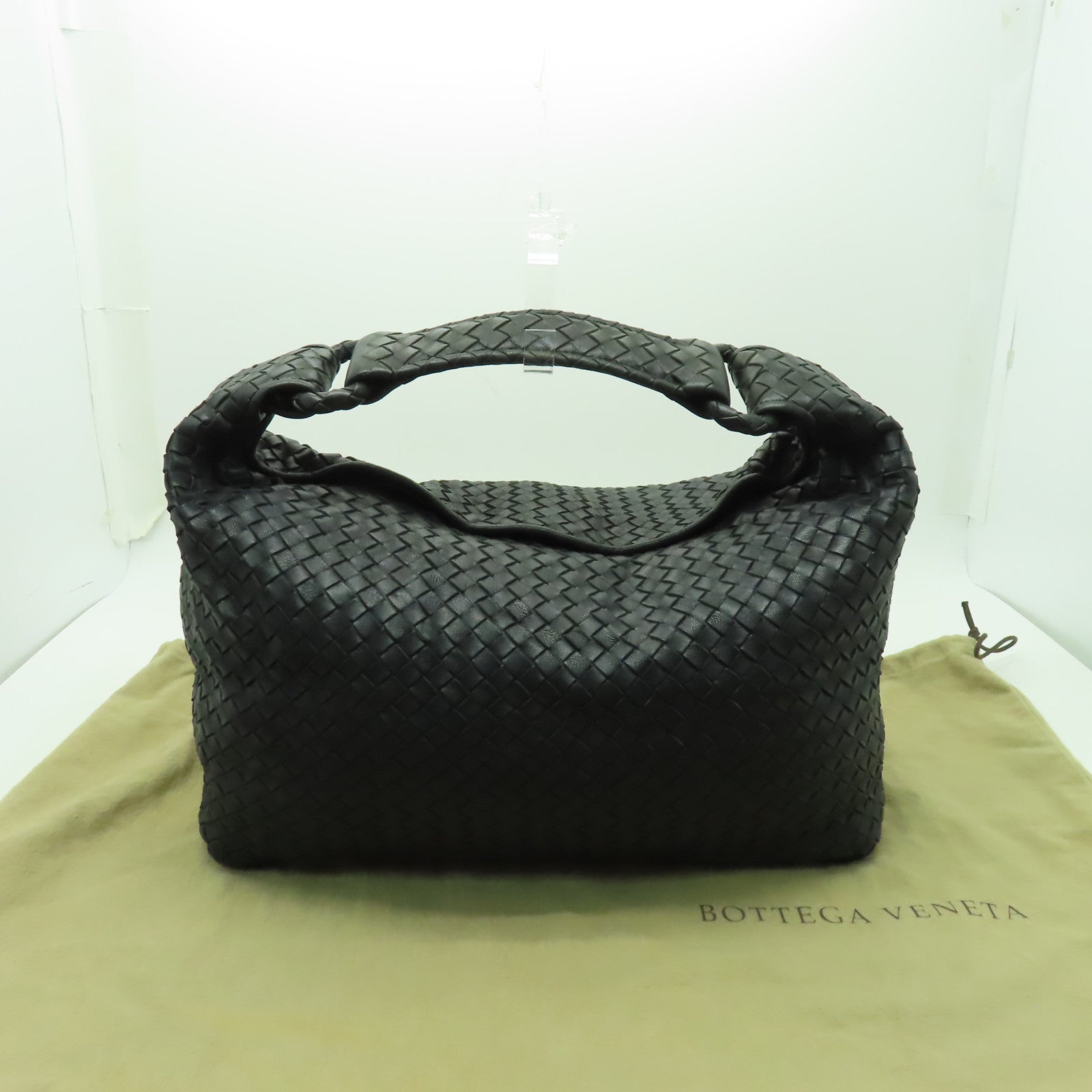 BOTTEGA VENETA 織紋皮革Shoulder Bag金扣肩背袋黒色