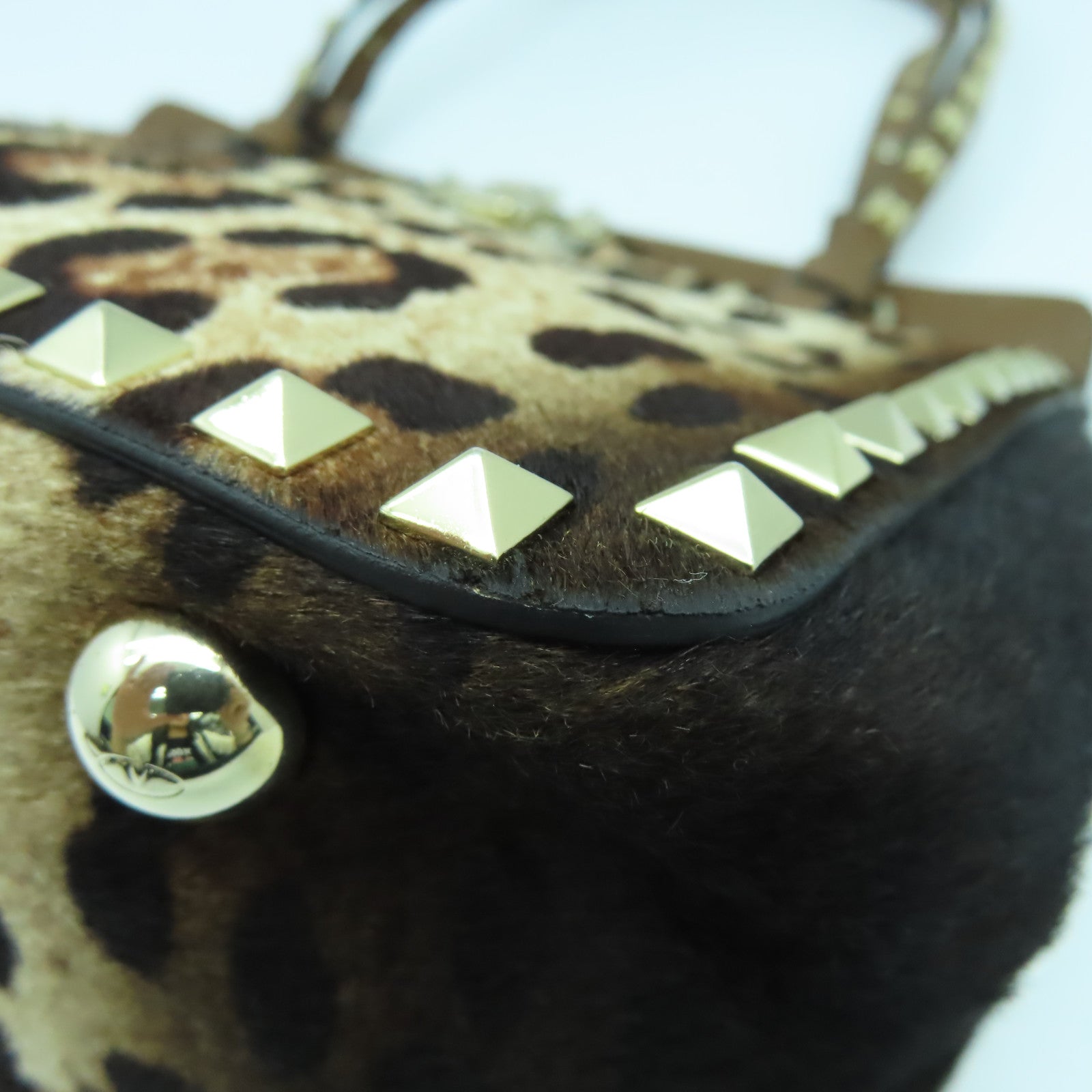 Valentino 馬毛/皮革2 Way Shoulder金扣手挽肩背兩用袋啡色