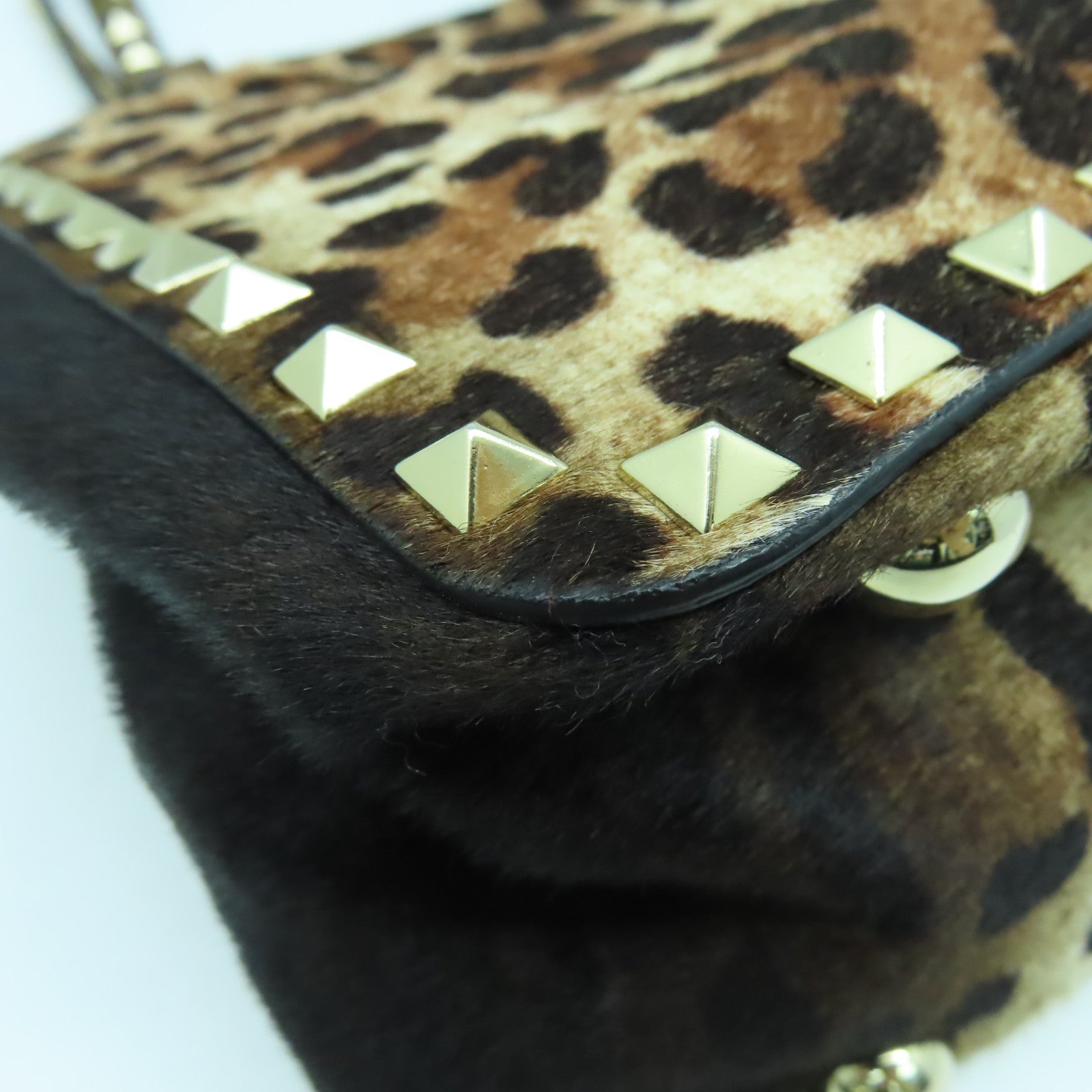 Valentino 馬毛/皮革2 Way Shoulder金扣手挽肩背兩用袋啡色
