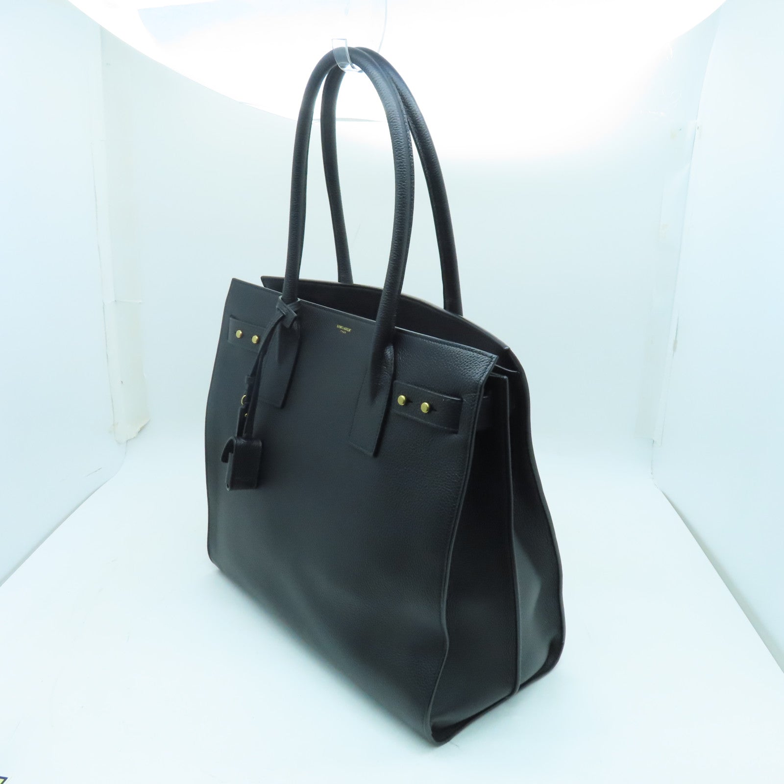 SAINT LAURENT 牛皮皮革Sac de Jour金扣手挽袋黑色